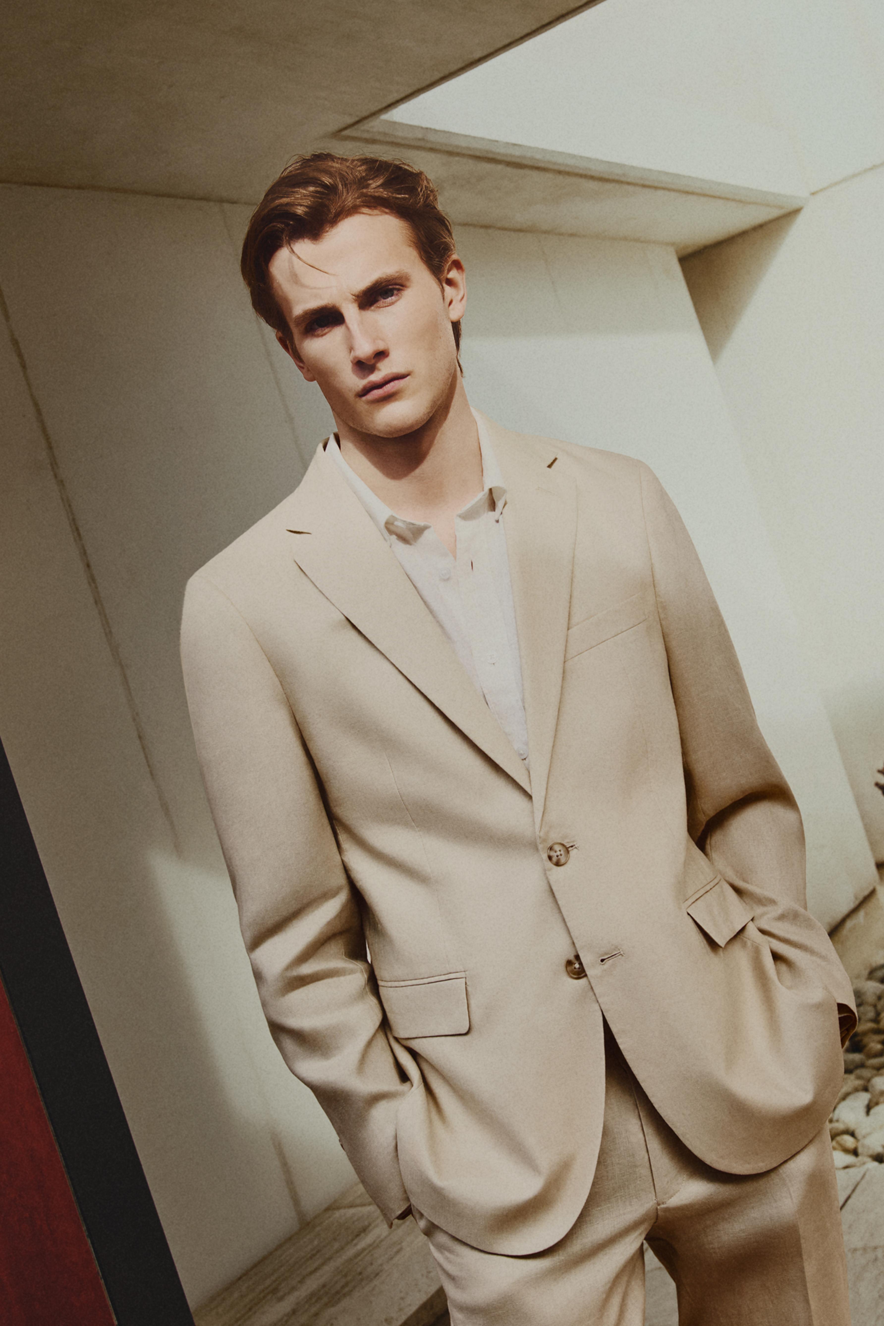 100% linen suit blazer — ECRU