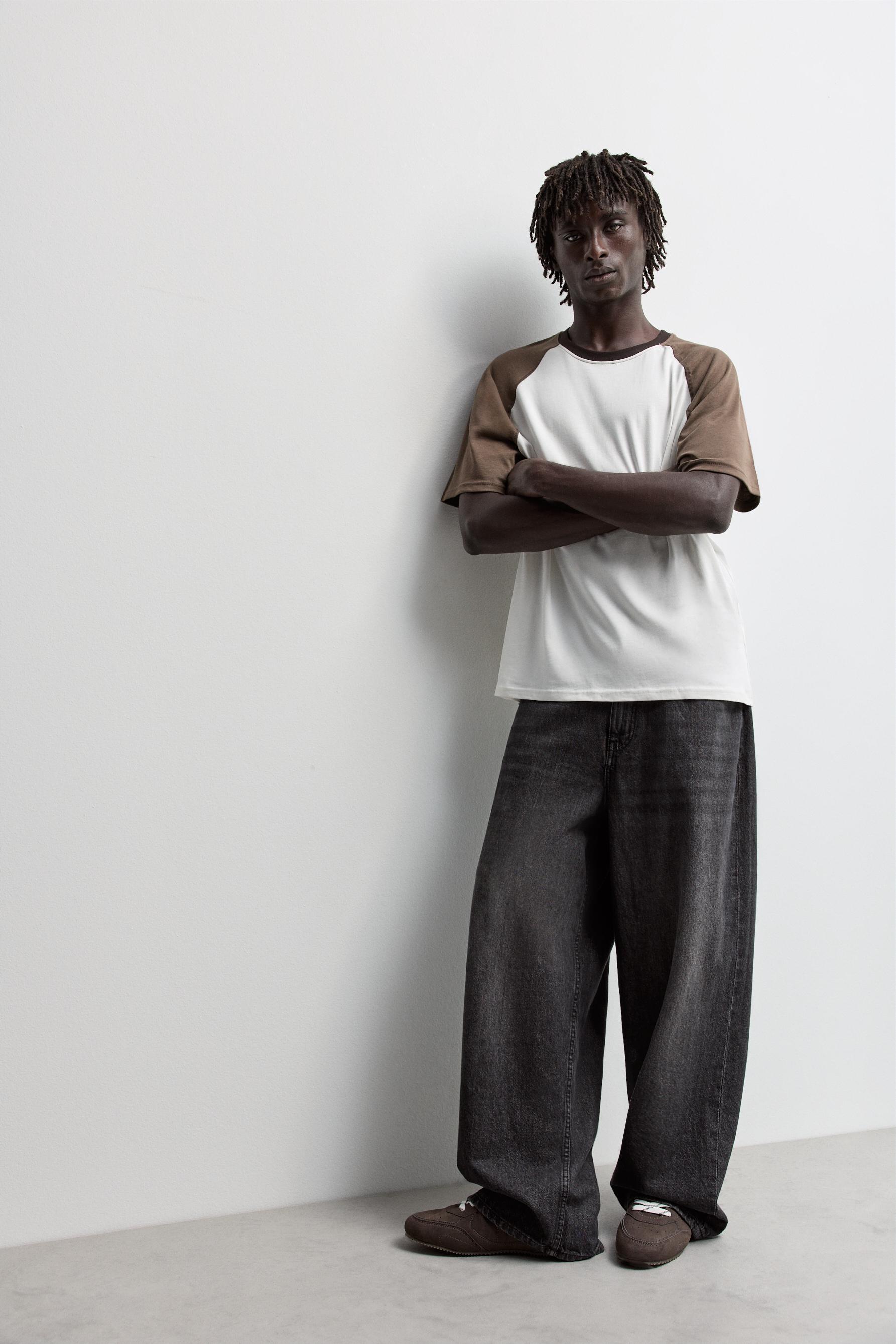 Contrast raglan T-shirt — BROWN MARL