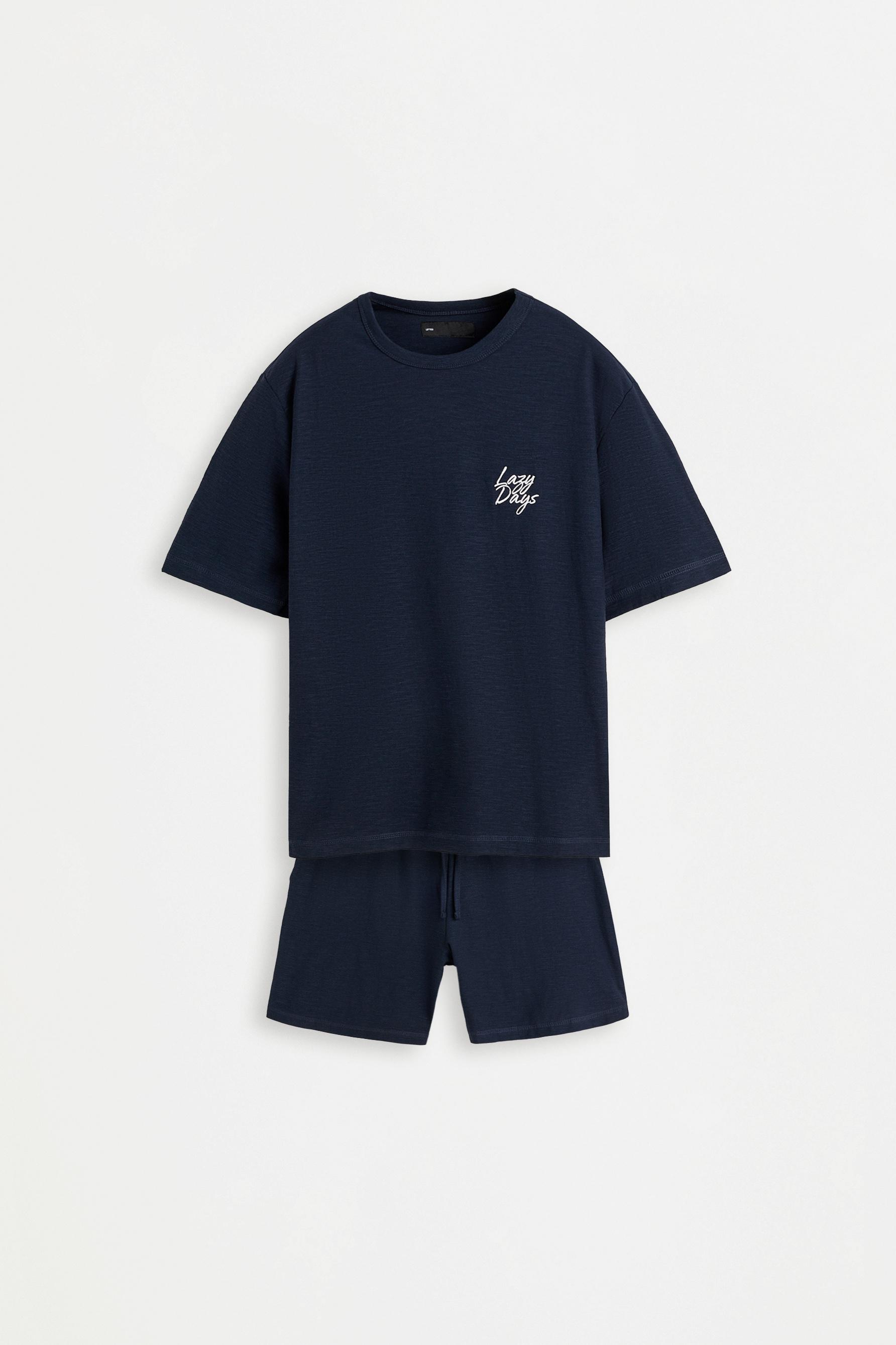 Embroidered short pyjamas — NAVY (alternate view)