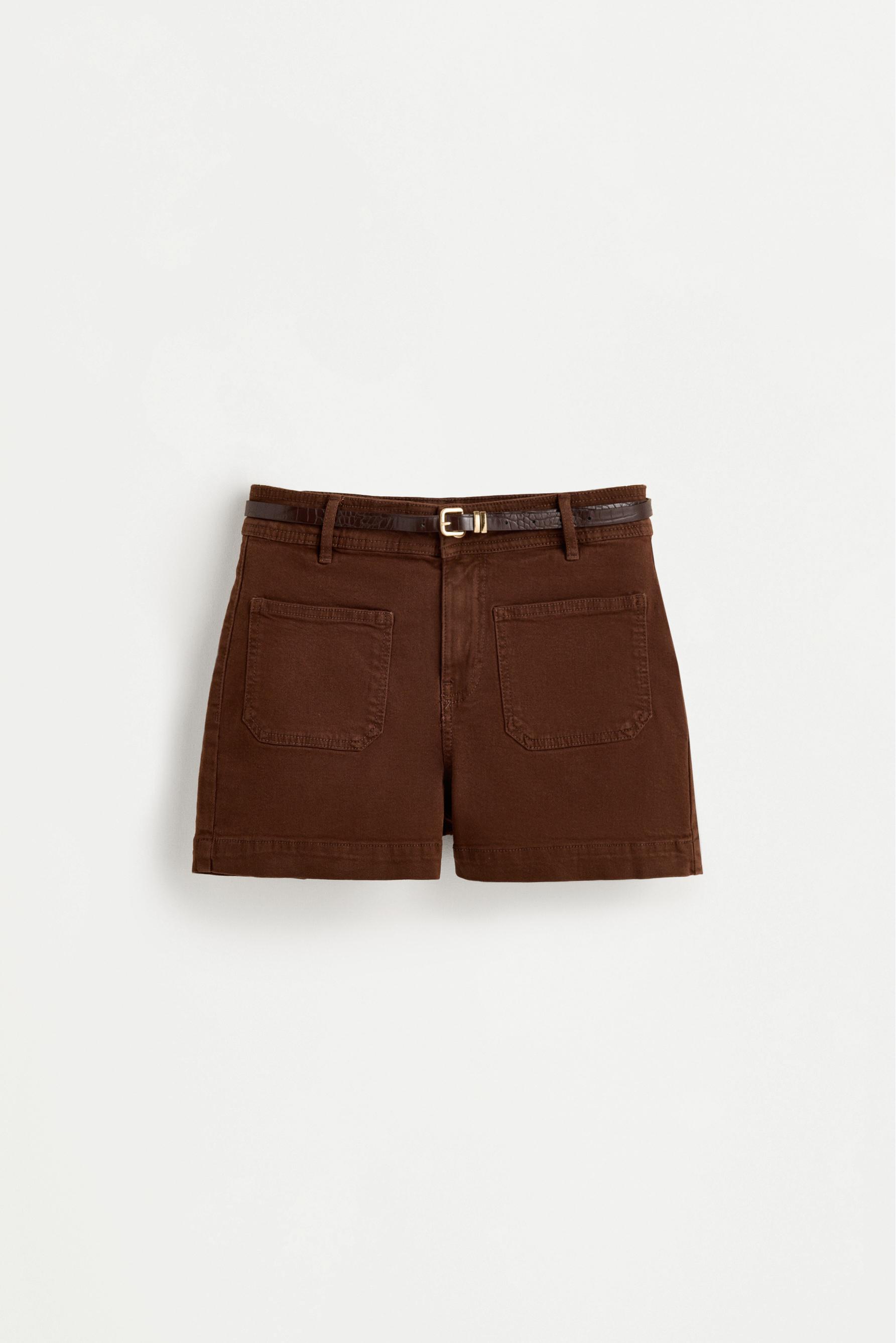 Bermuda shorts with belt — BROWN MARL