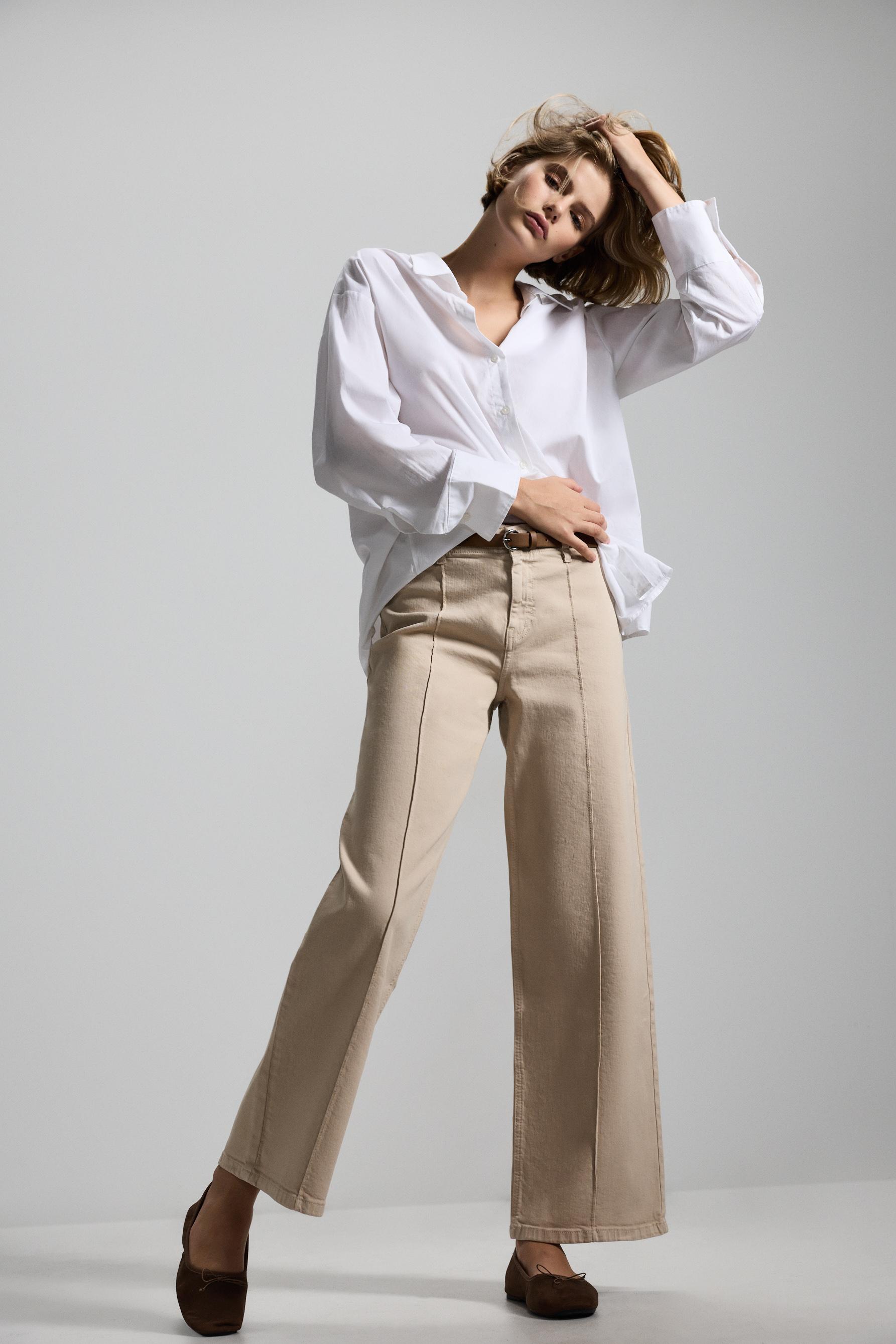 Straight leg seam detail jeans — MEDIUM CAMEL