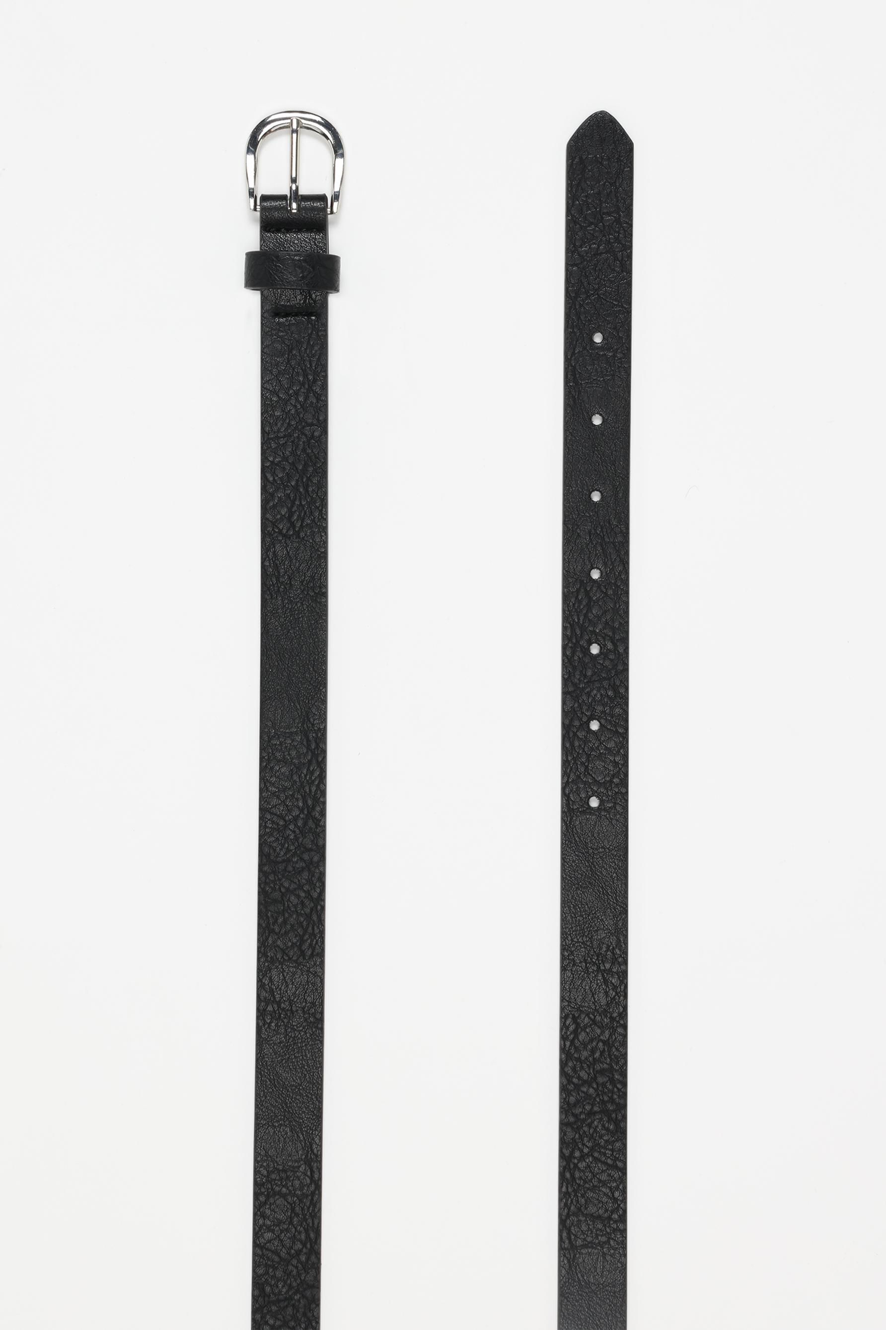 Textured leather effect belt — BLACK