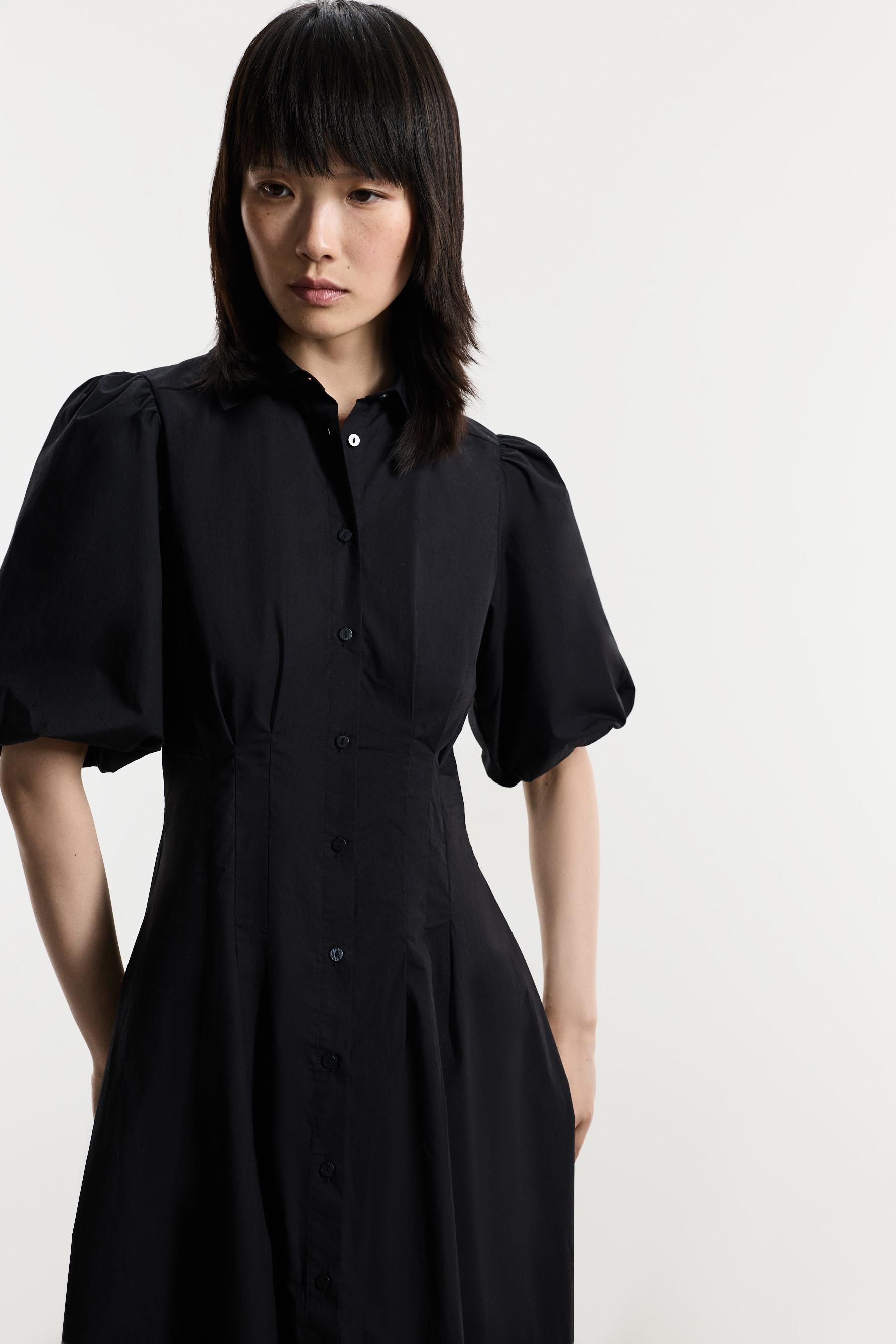Midi shirt dress — BLACK