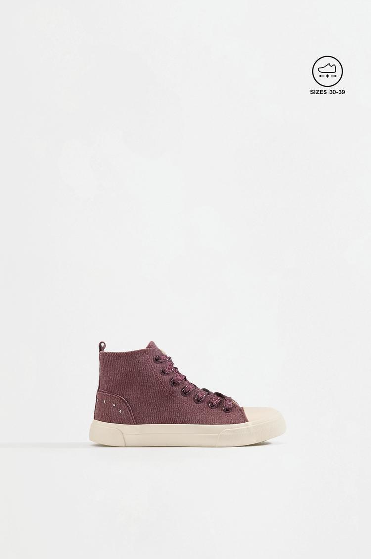 Fabric ankle sneakers — BURGUNDY