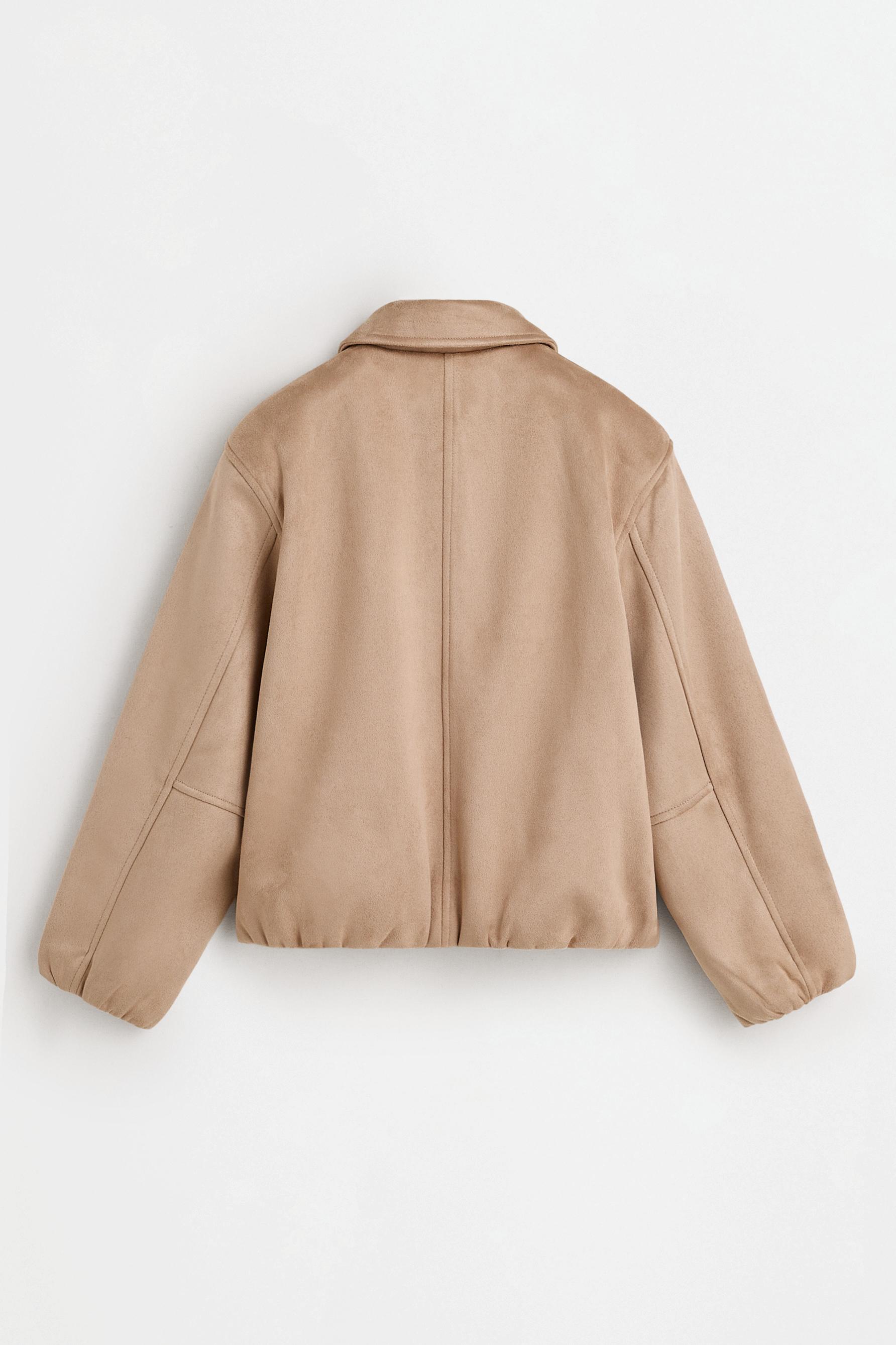 Faux suede bomber jacket — BEIGE