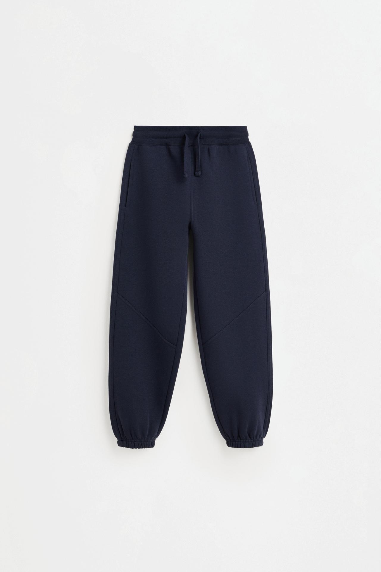 Plush trousers with knee stitching — NAVY