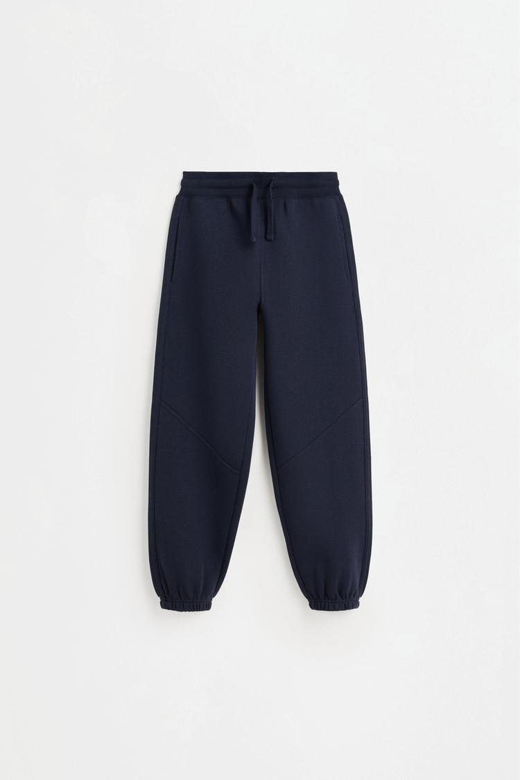 Plush trousers with knee stitching — NAVY