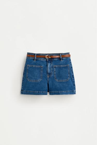 Bermuda shorts with belt — PALE INDIGO 6