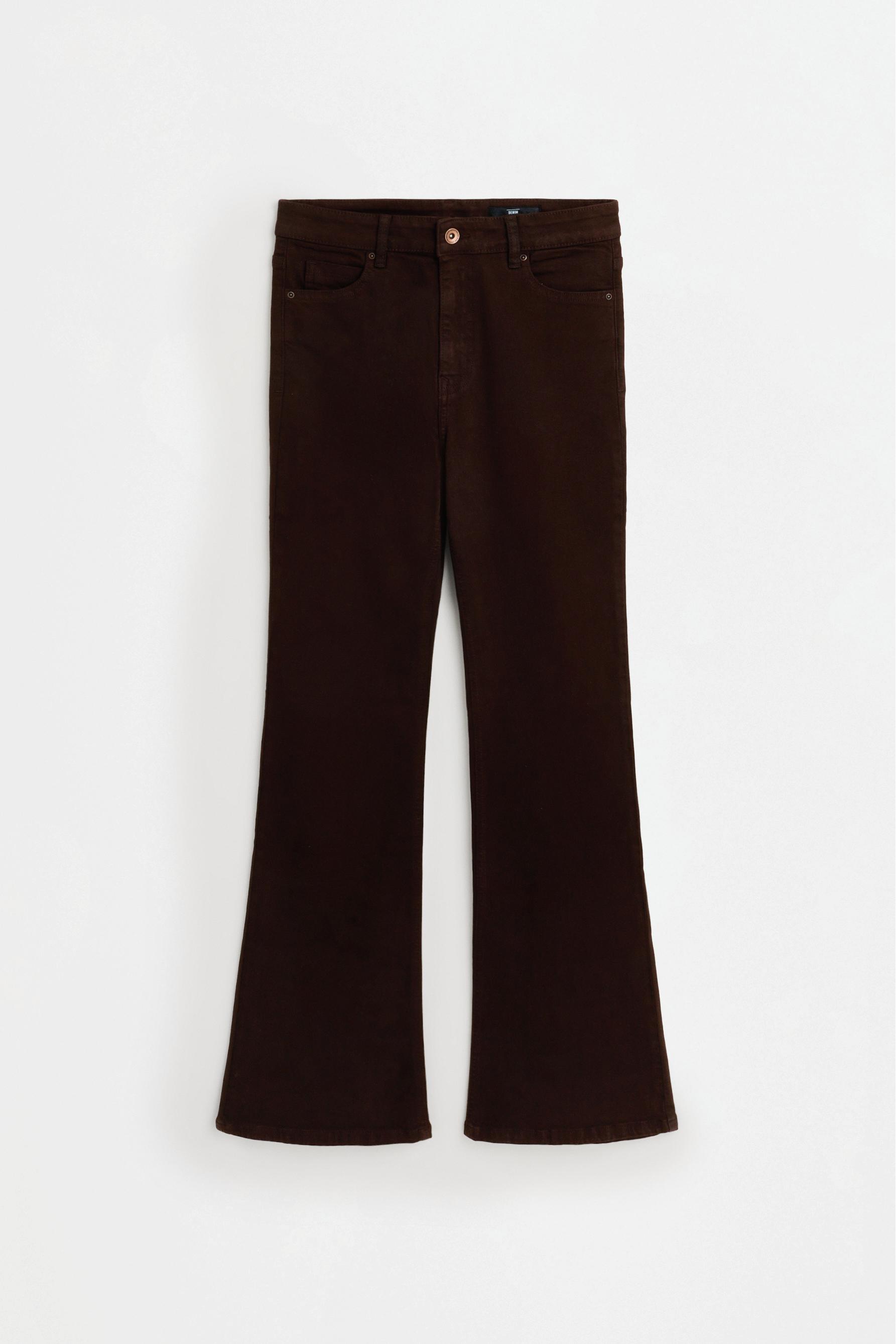 High-waist basic bell bottom jeans — BROWN