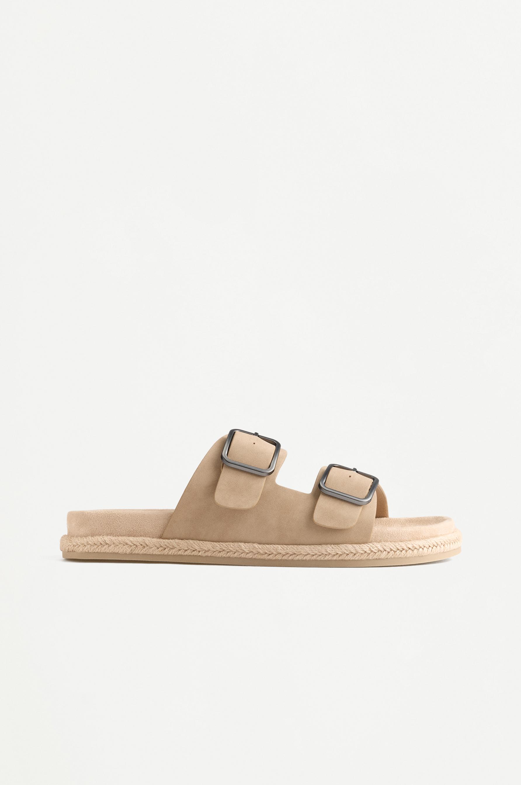 Comfort jute effect buckle sandals — BEIGE