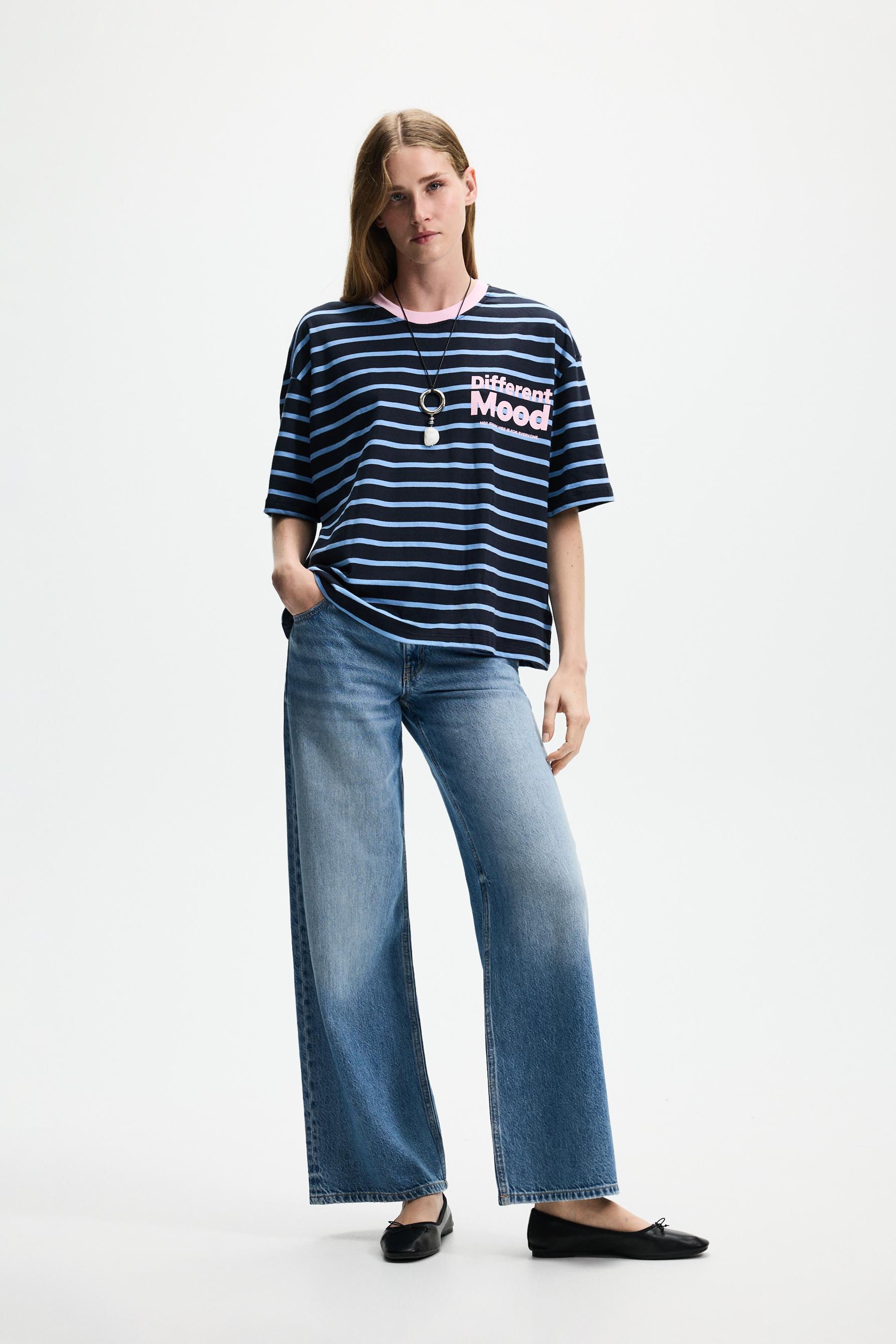 Printed boxy T-shirt — NAVY