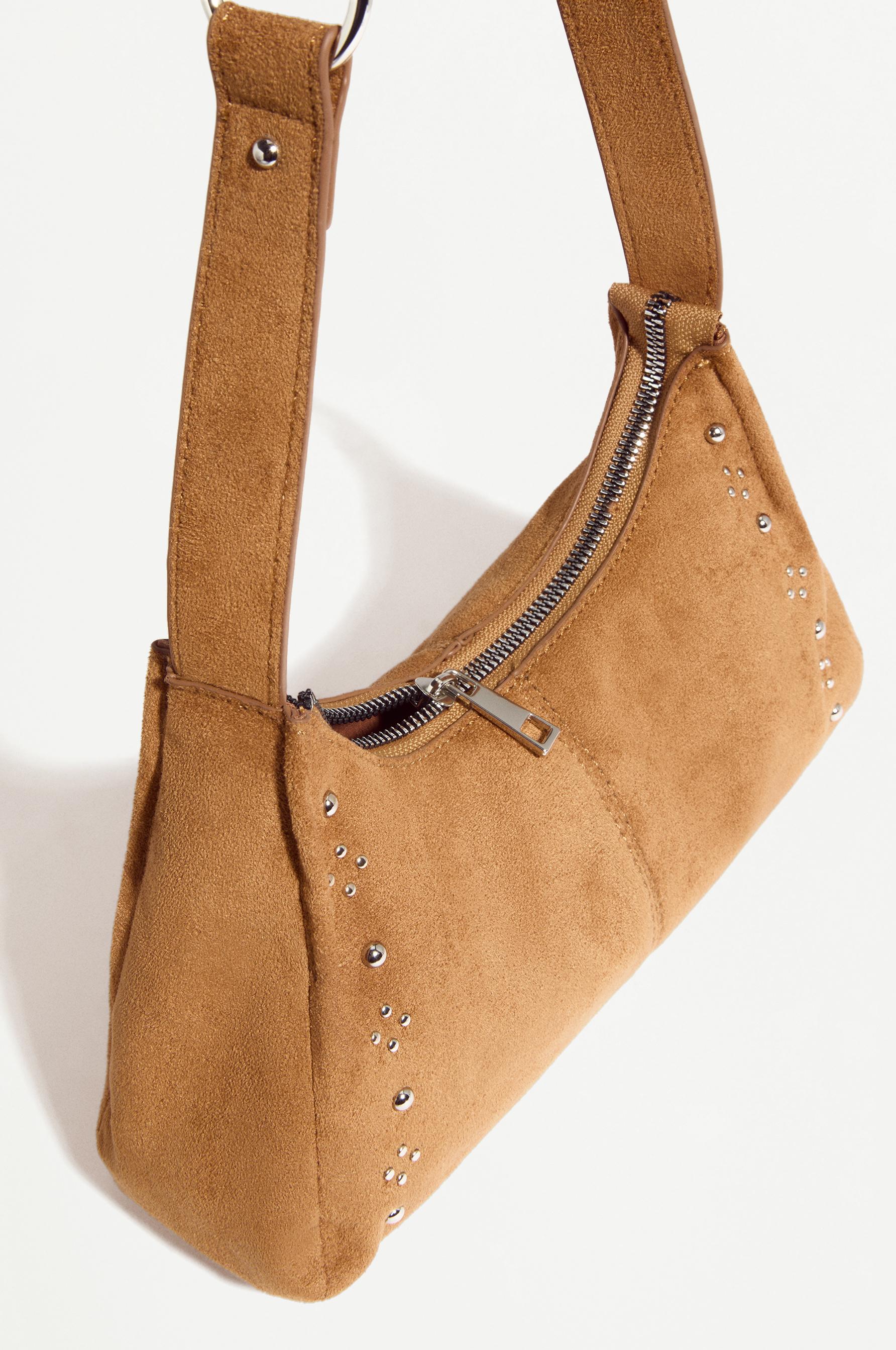 Studded shoulder bag — CAMEL