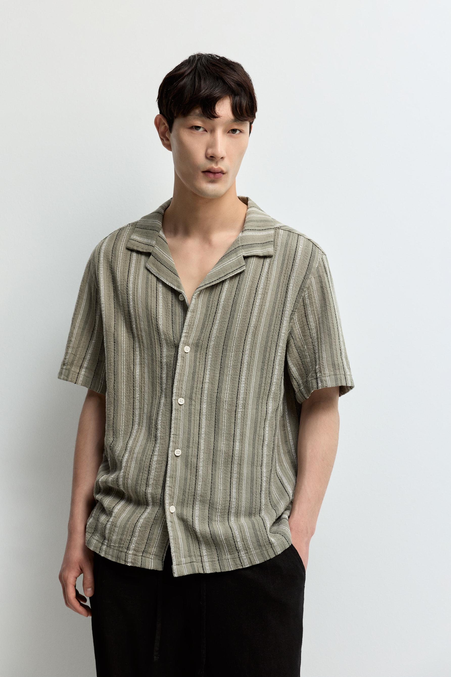 Striped rustic shirt — FADED OLIVE GREEN