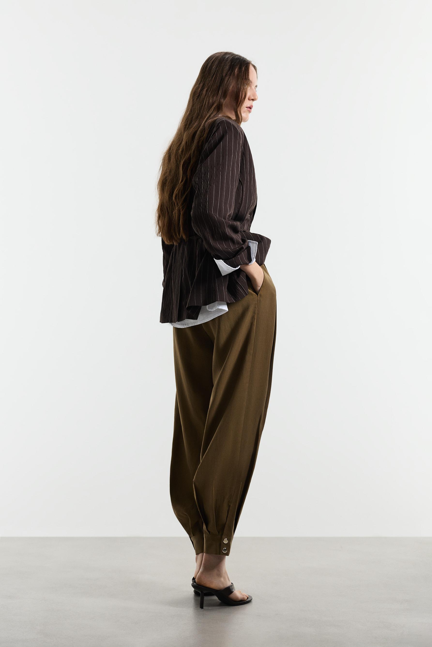 Pleated sarouel trousers — DARK KHAKI