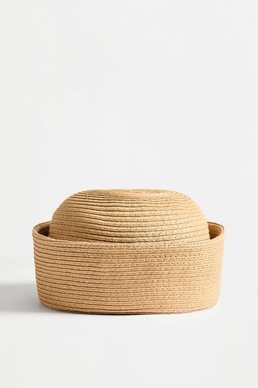 Raffia-effect sailor hat — ECRU/BROWN 2