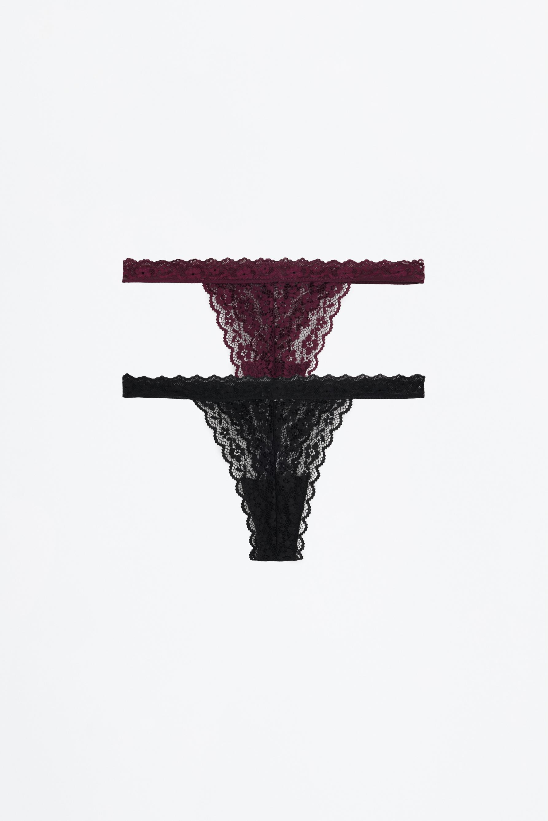 2-pack of lace thongs — BURGUNDY