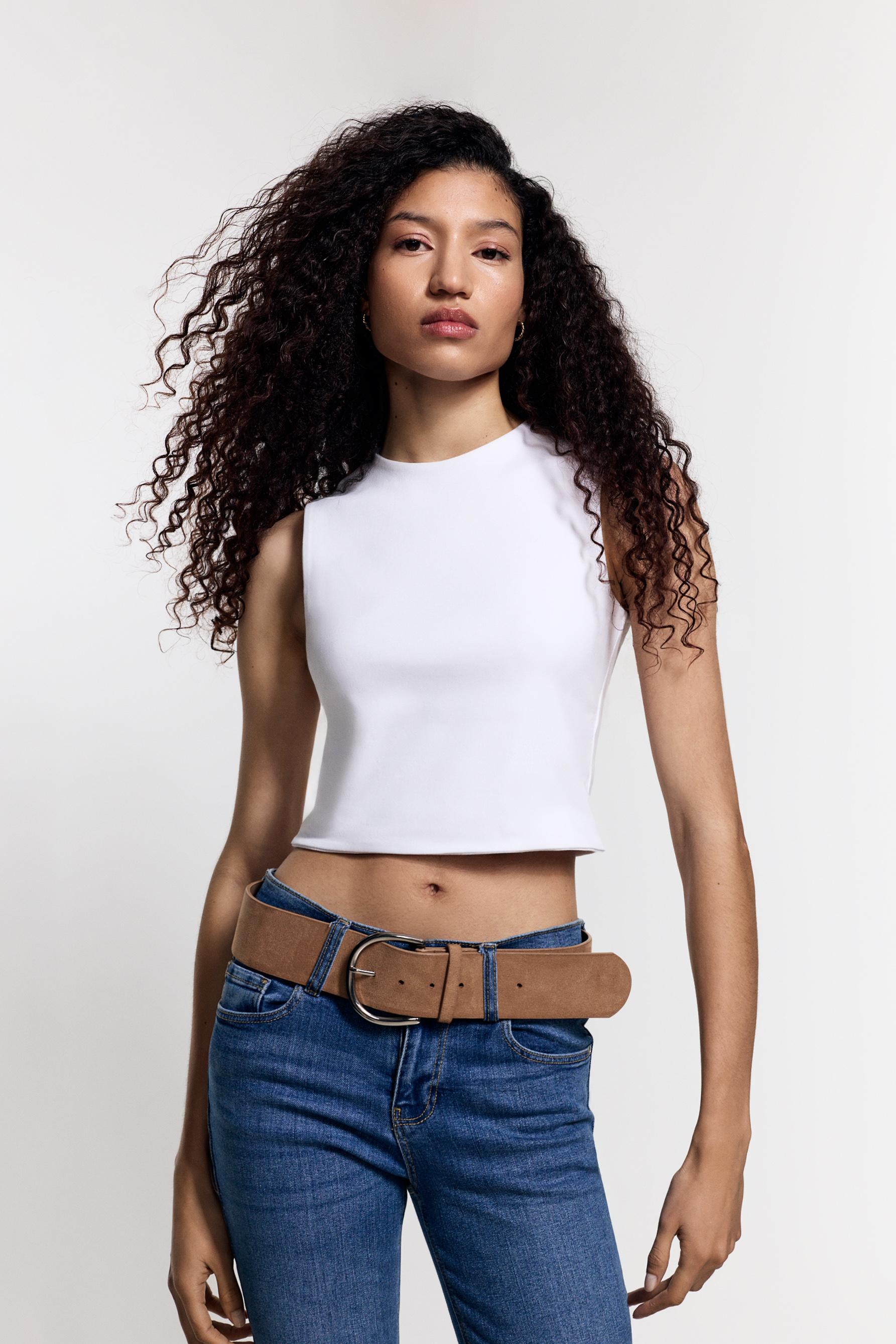 Cropped ribbed T-shirt — WHITE