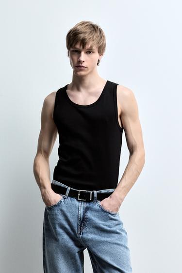 Ribbed vest top — BLACK 1