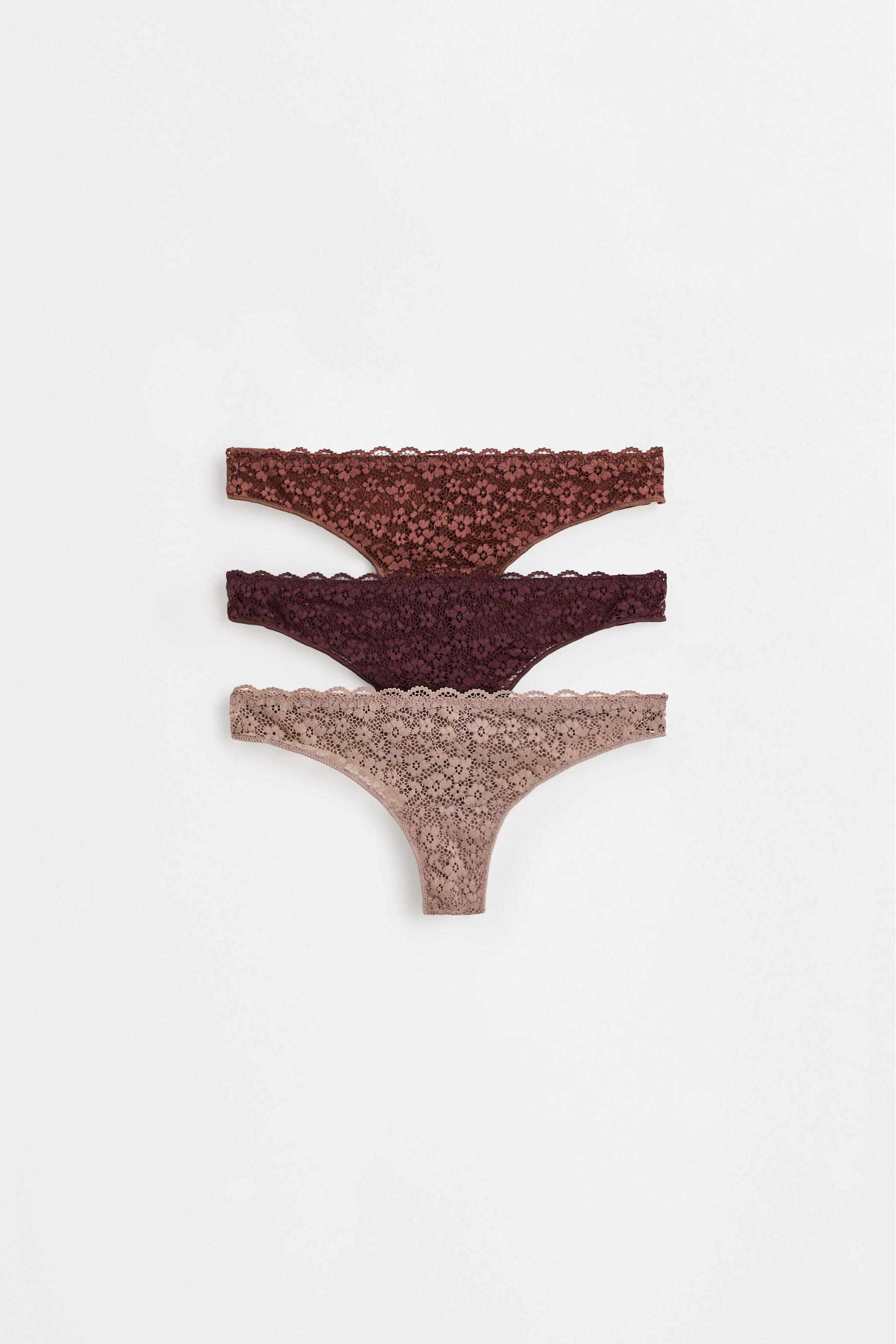 3-Pack of Brazilian lace briefs — CHOCOLATE