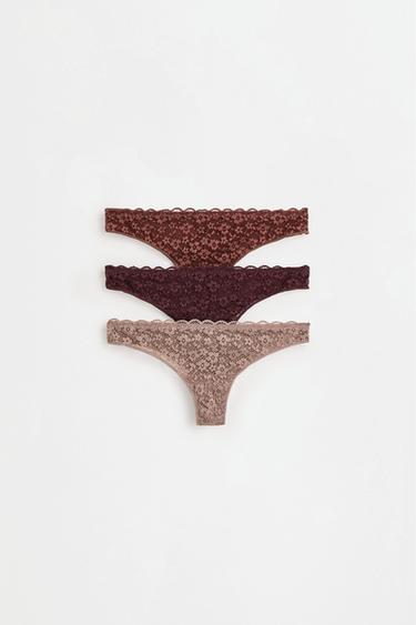 3-Pack of Brazilian lace briefs — CHOCOLATE 1