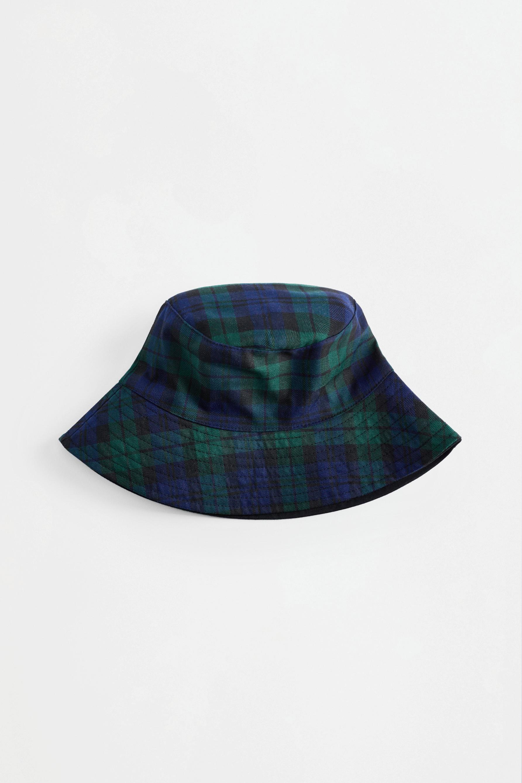 Reversible check bucket hat — GREENISH BLUE