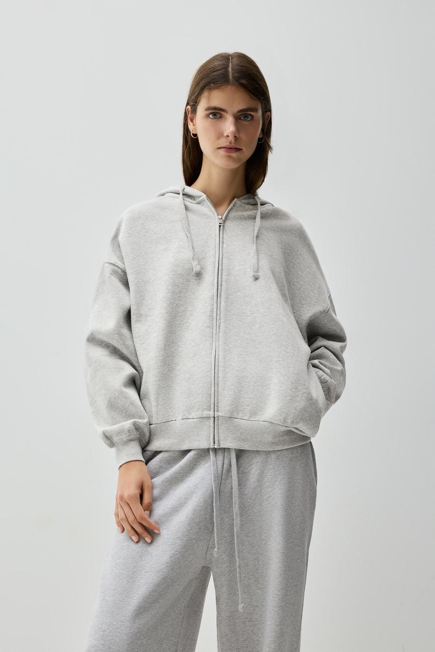 Felpa Tuta Oversize Grigia Felpa Con Cerniera Oversize Top