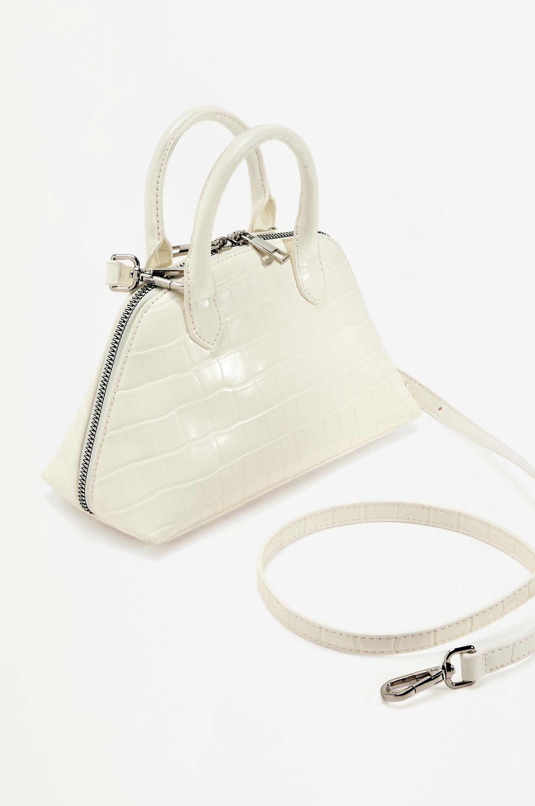 Crocodile-effect crossbody bag — WHITE