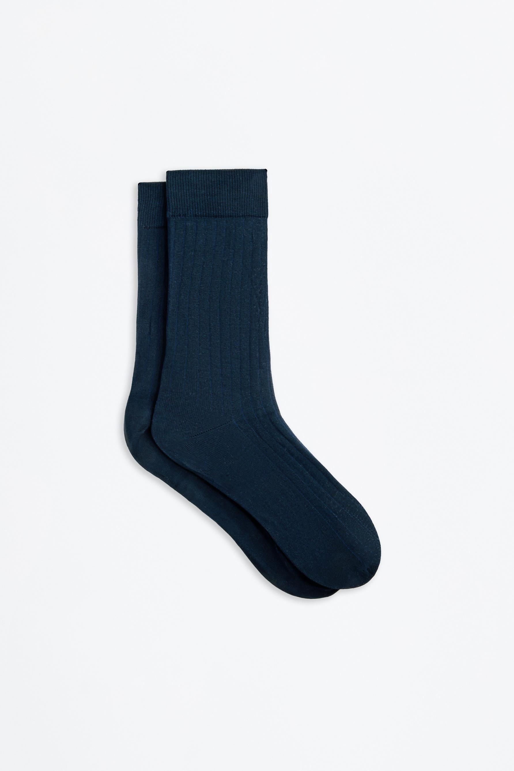 Lefties Edition mercerised cotton long socks (Pack 2) — NAVY