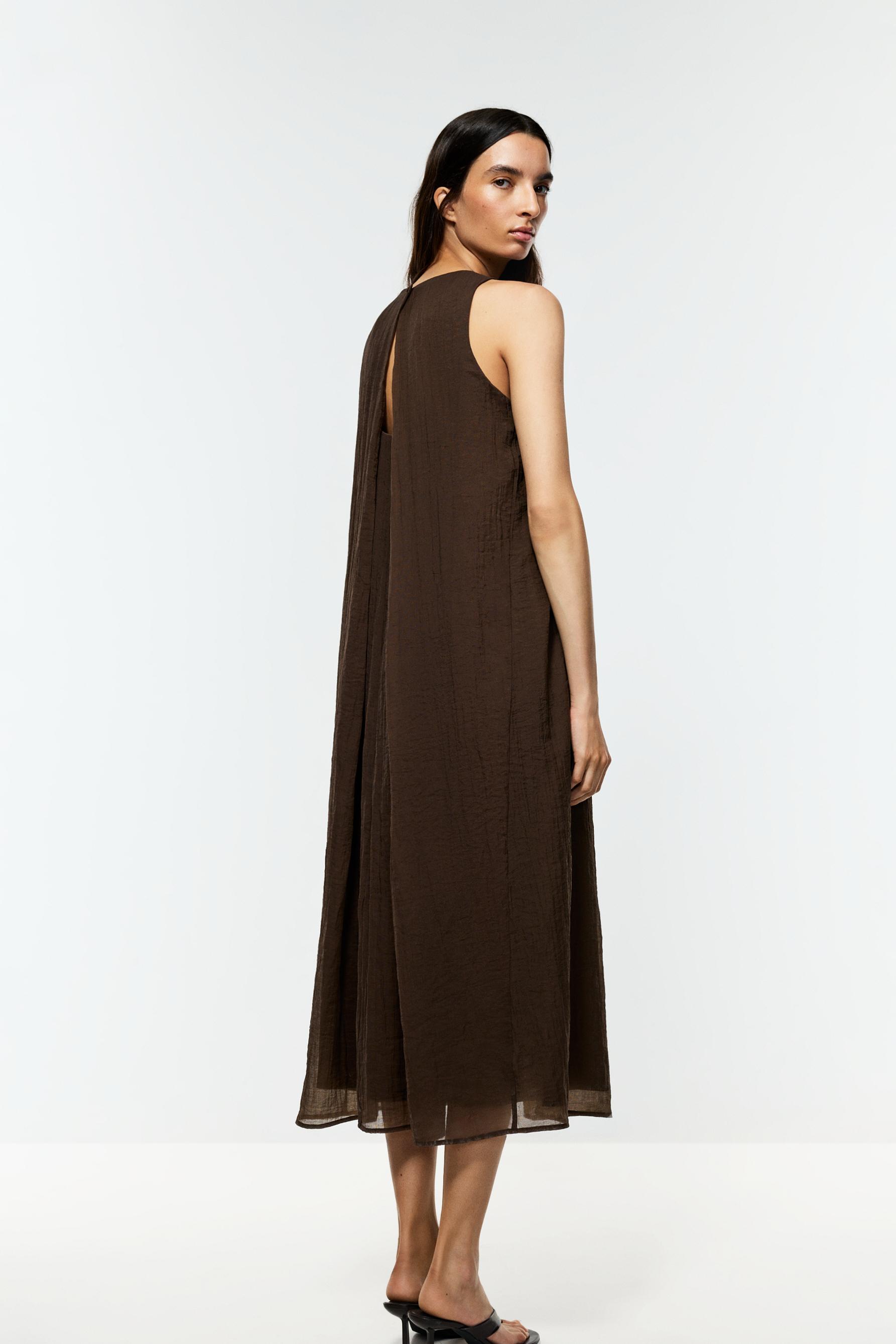 Halter neck midi dress — BROWN