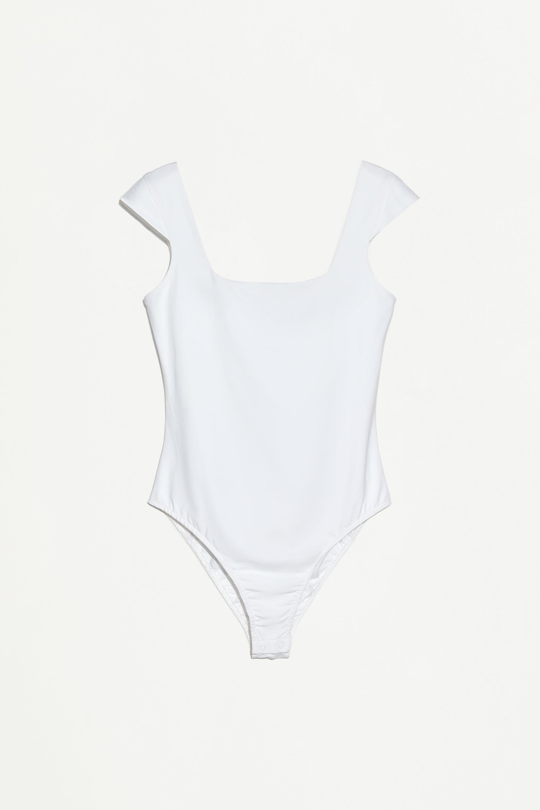 Short sleeve polyamide bodysuit — OFF WHITE