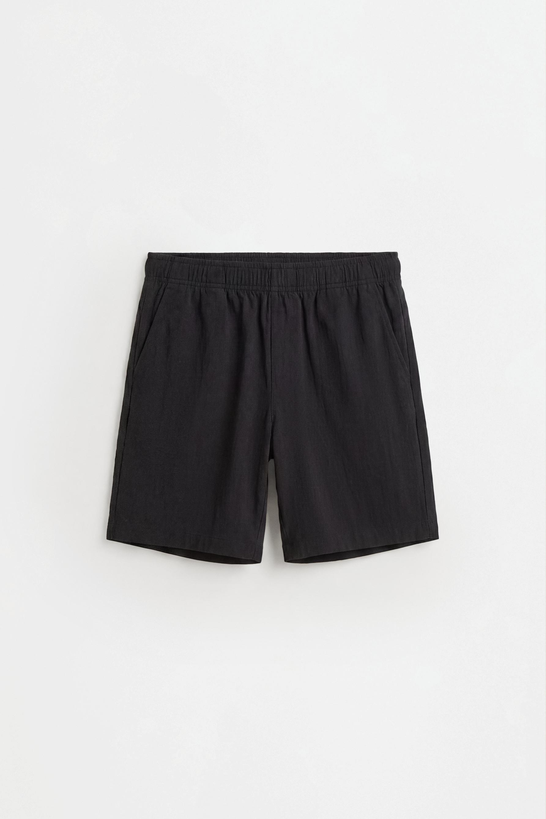 Rustic textured Bermuda shorts — BLACK