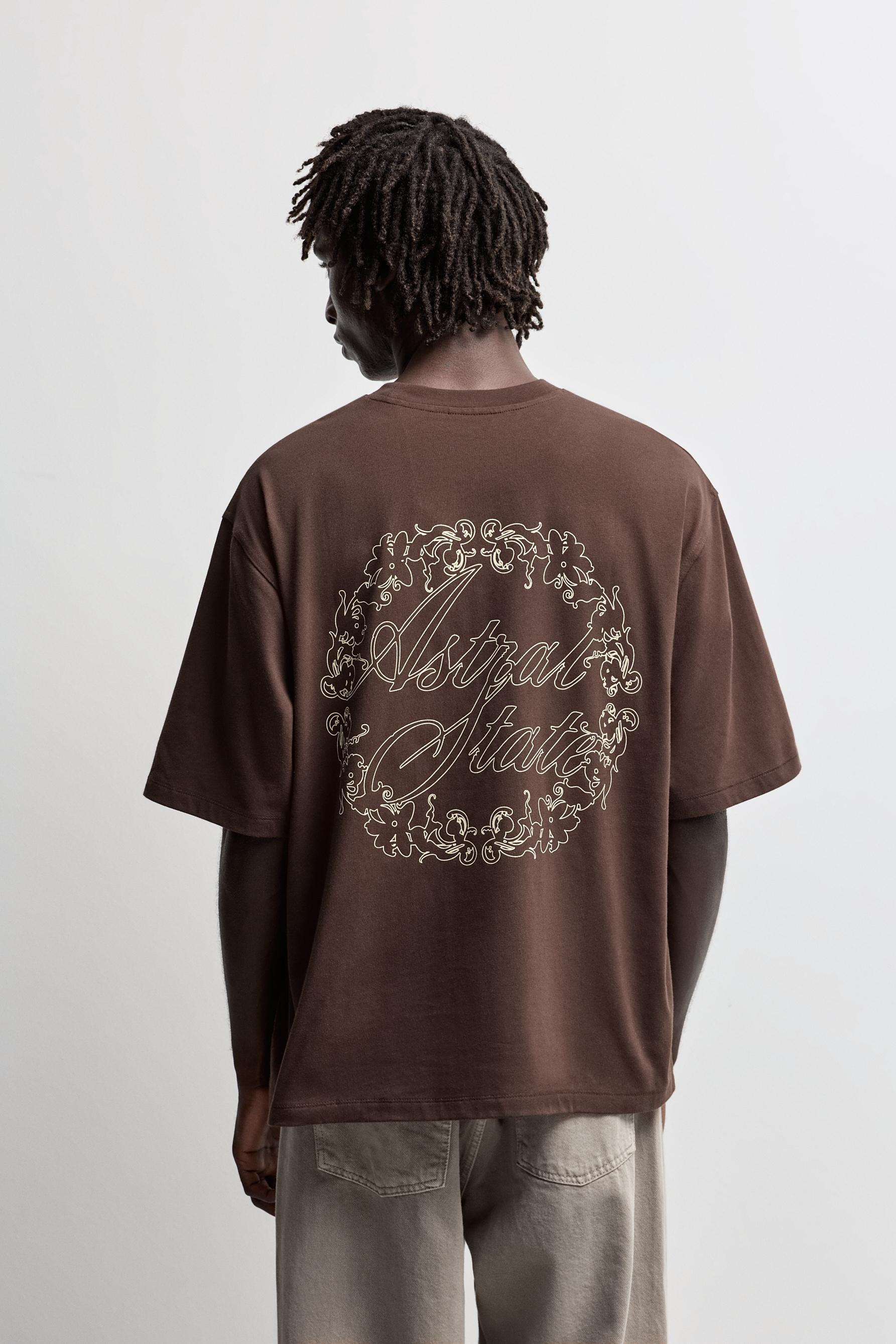 Oversize printed T-shirt — BROWN