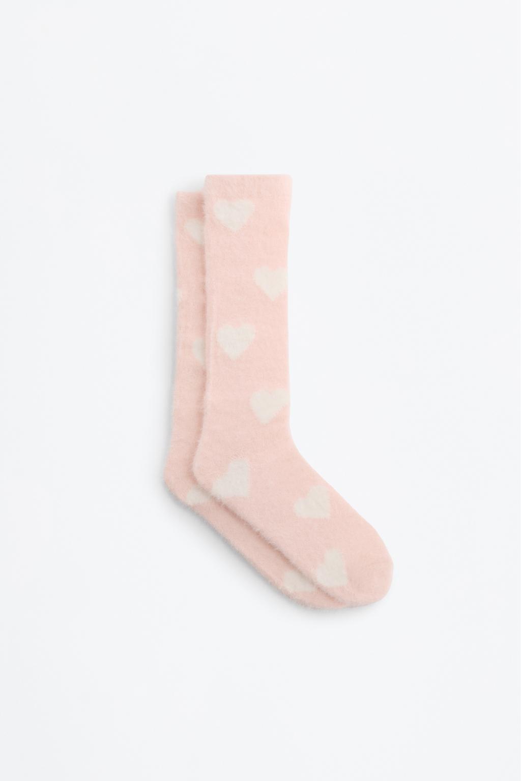 Faux fur heart socks