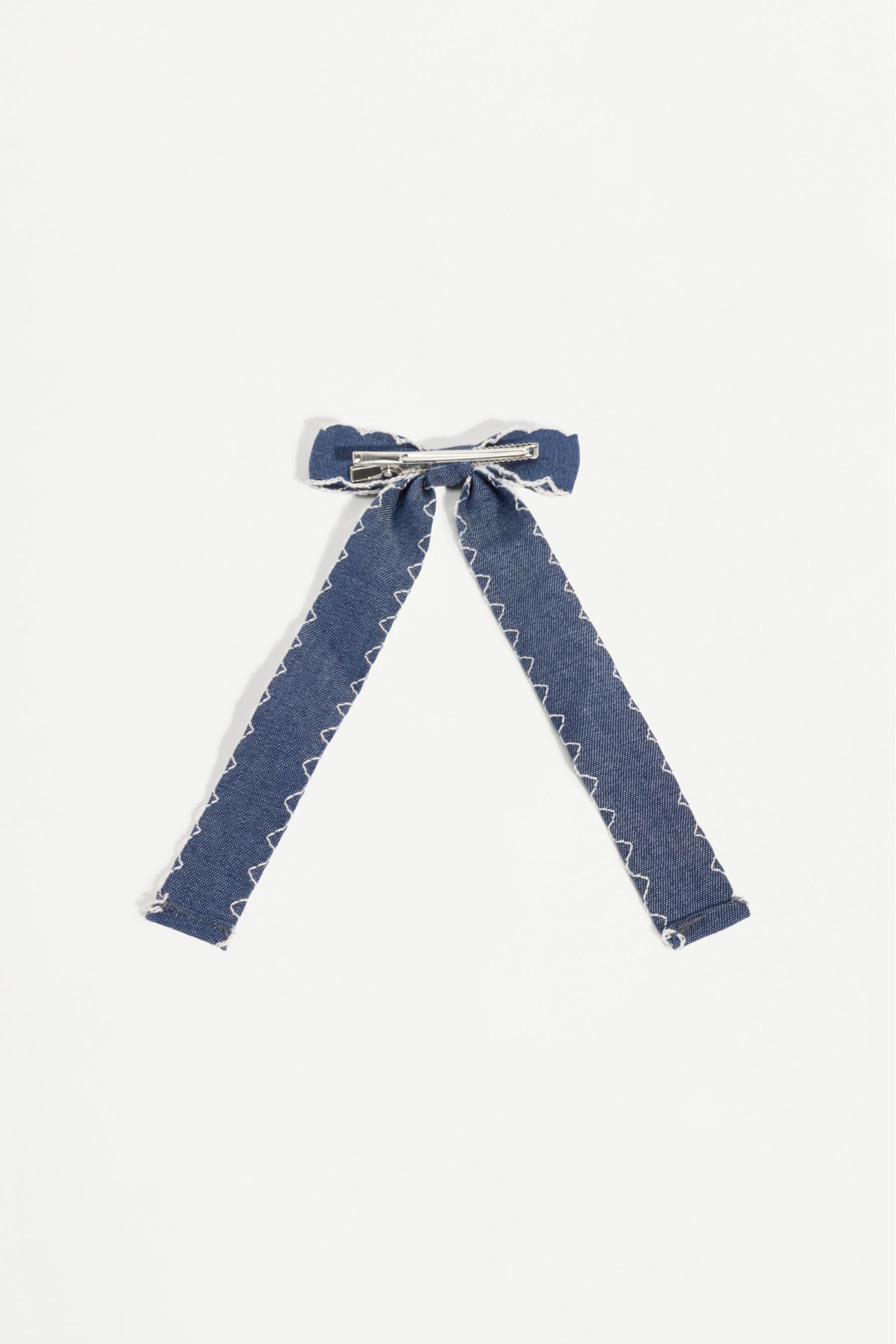 Long denim bows (Pack 2) — NAVY