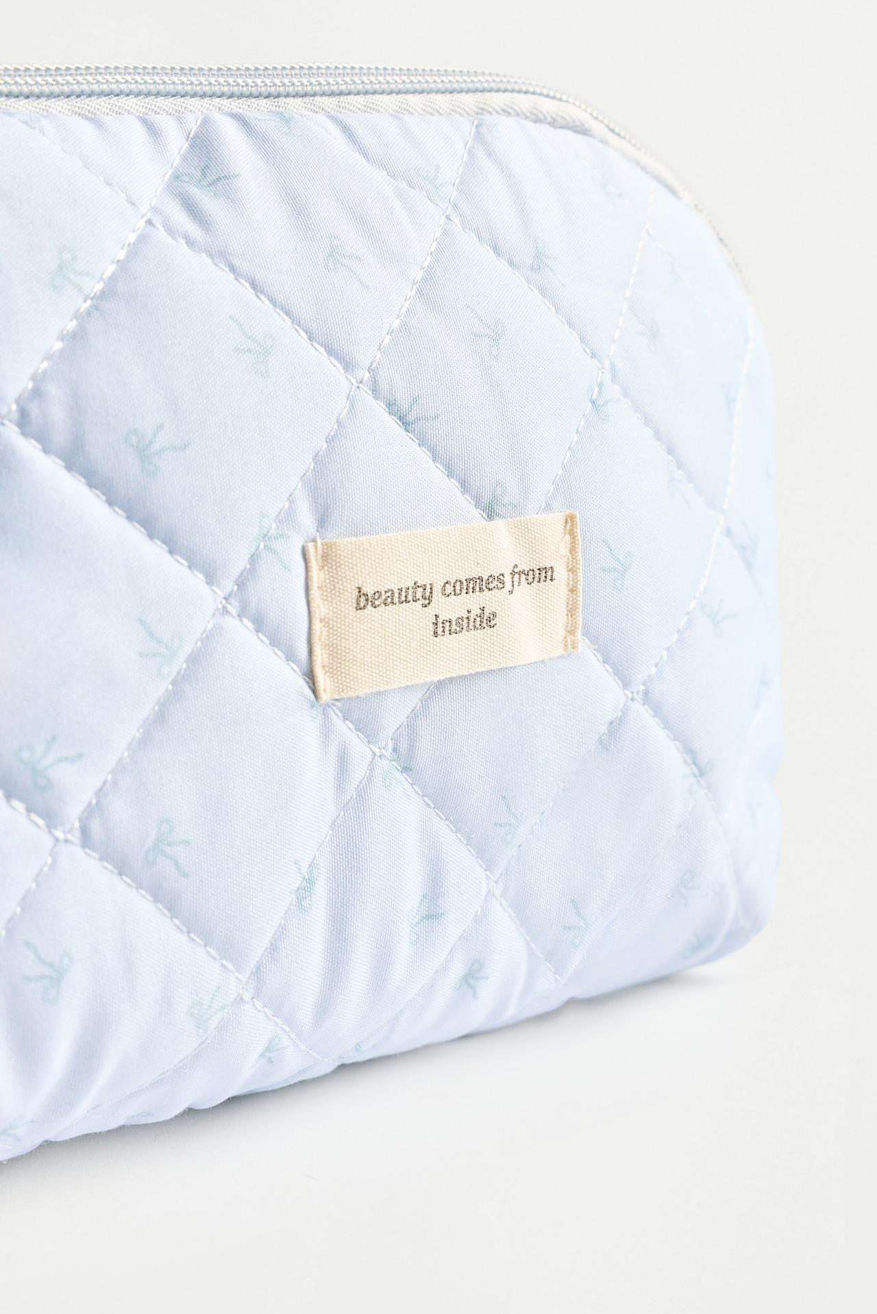 Medium ribbon-print toiletry bag — PASTEL BLUE