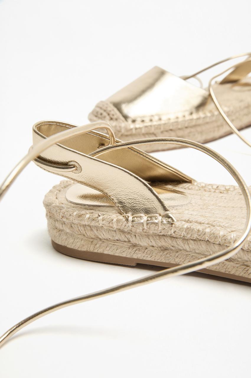 Sandals Sandalias Tacon Rafia Stradivarius Stradivarius Gold CuÃ