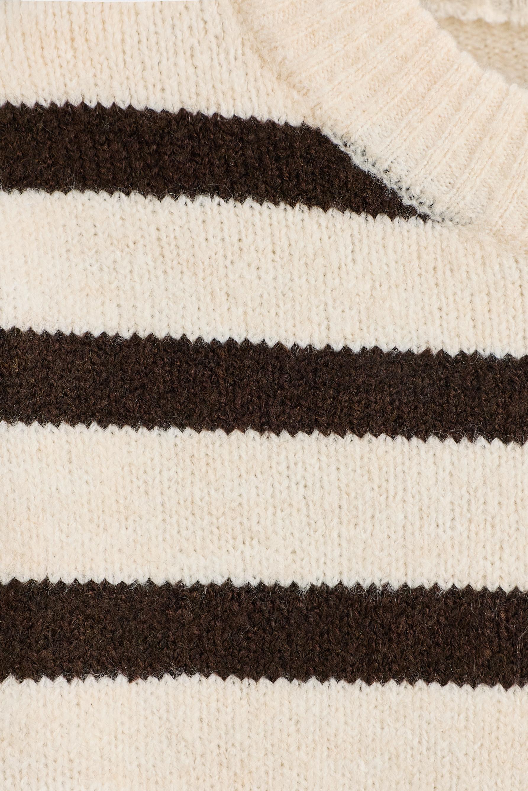 Striped fluffy sweater — BEIGE/BROWN
