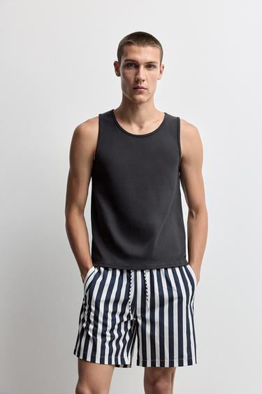 Embroidered ribbed vest top — DARK NAVY 1