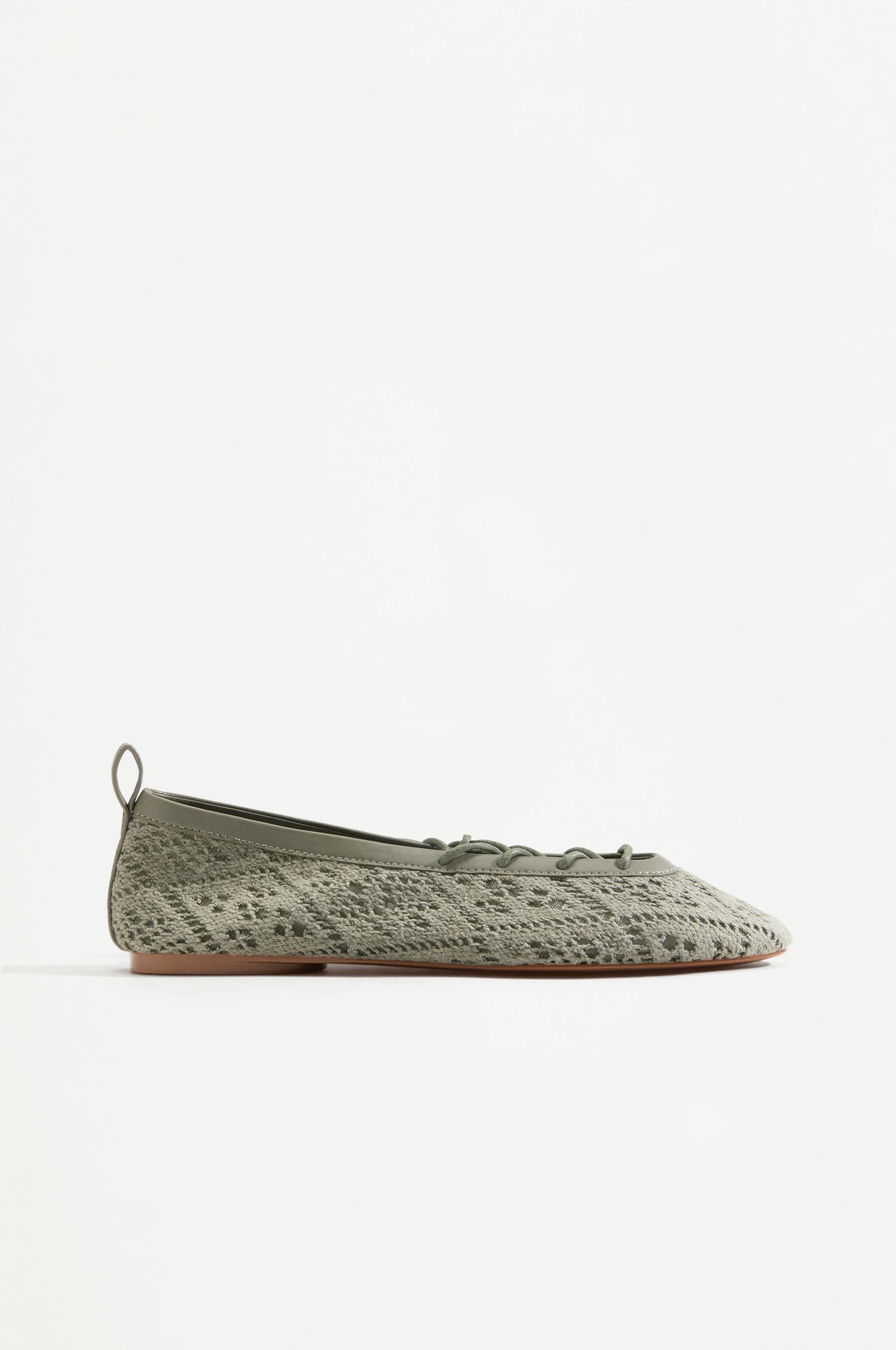 Braided effect ballet flats — KHAKI