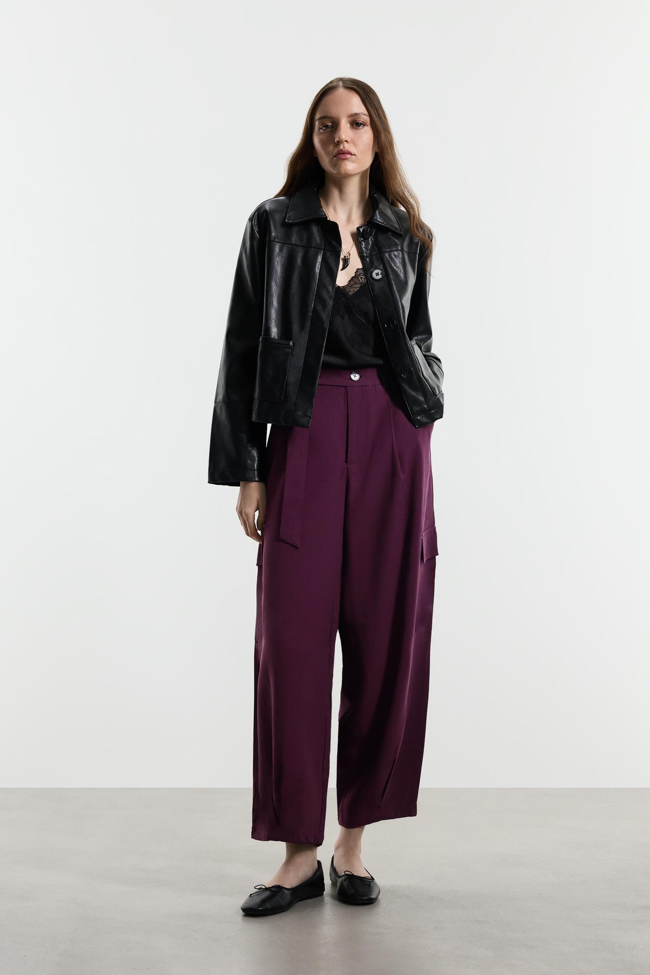 Flowing cargo trousers — PLUM