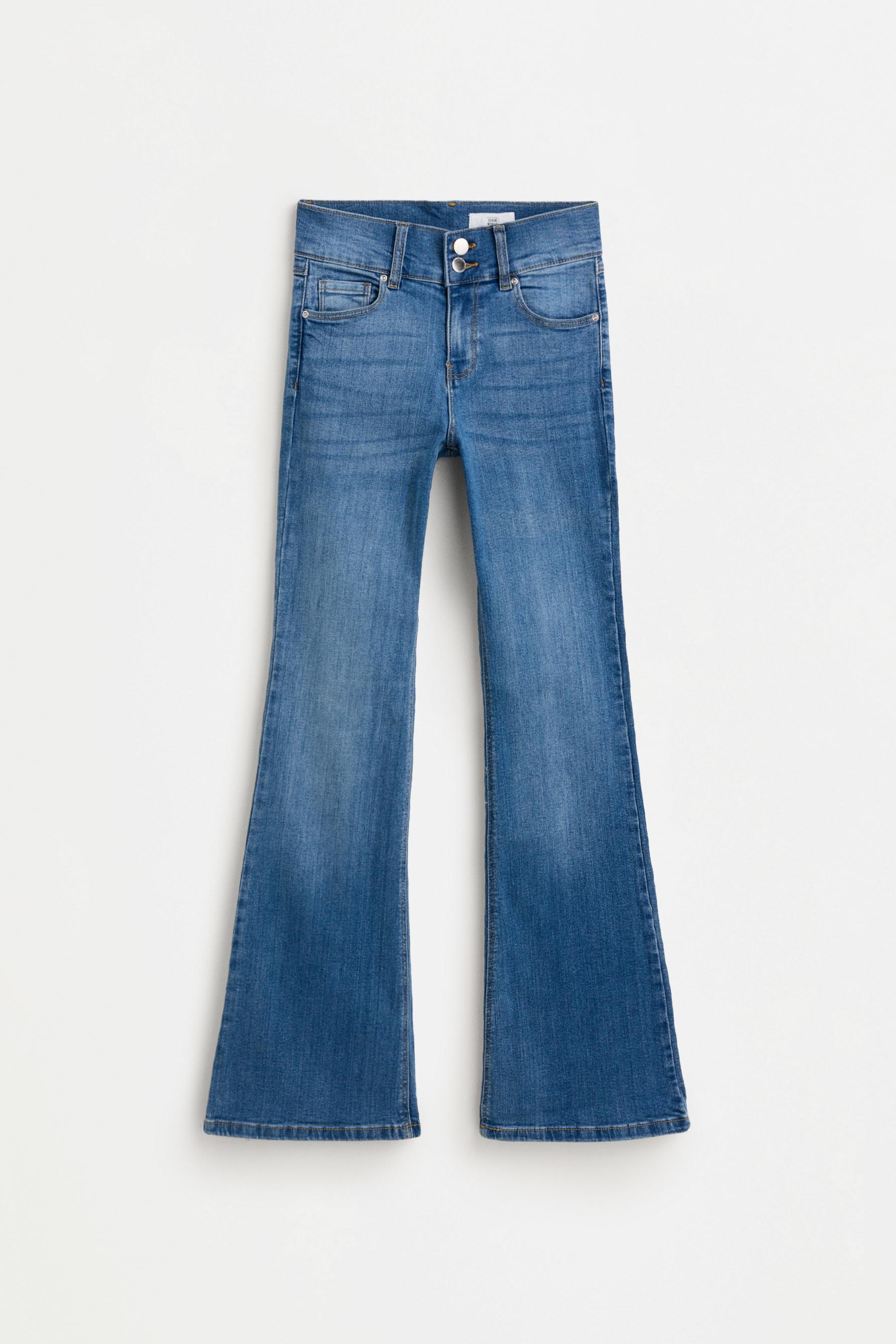 Double button bell bottom jeans — DARK TURQUOISE