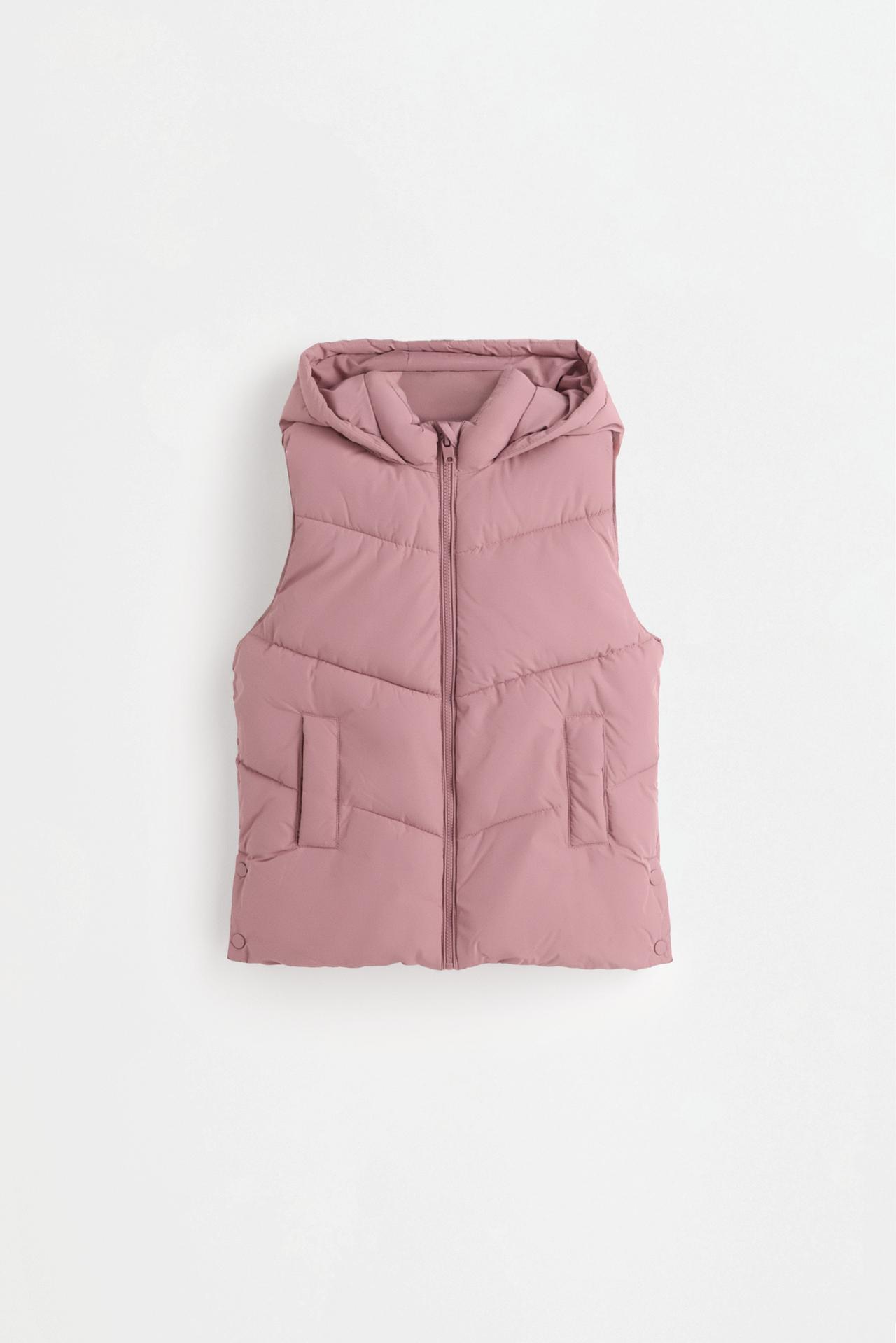 Long padded gilet — BEIGE