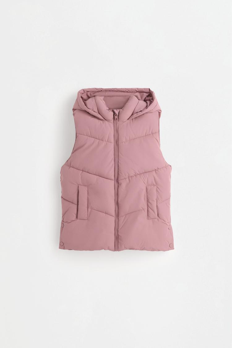 Long padded gilet — BEIGE