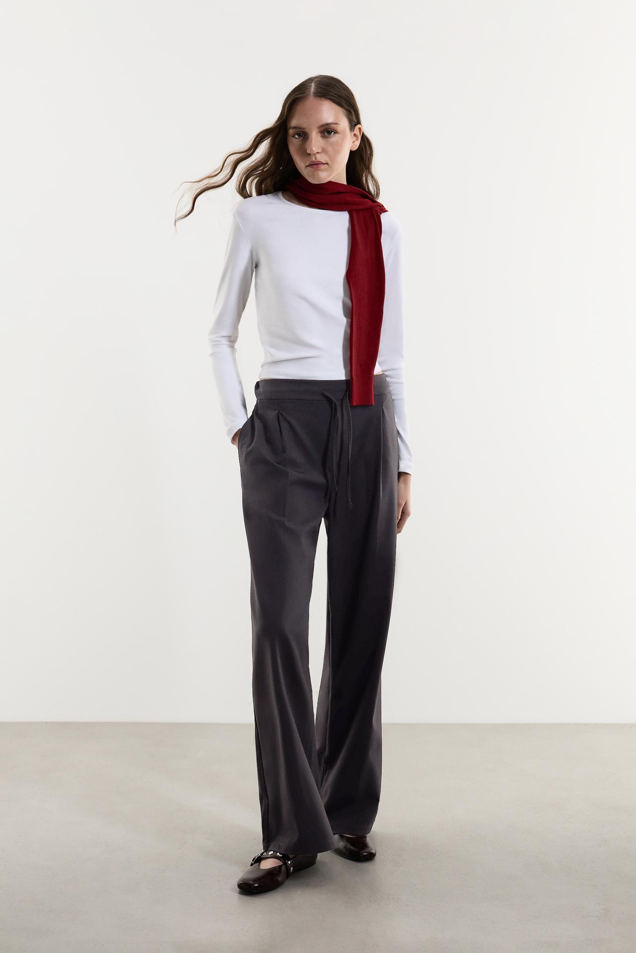 Basic straight trousers — BLACK