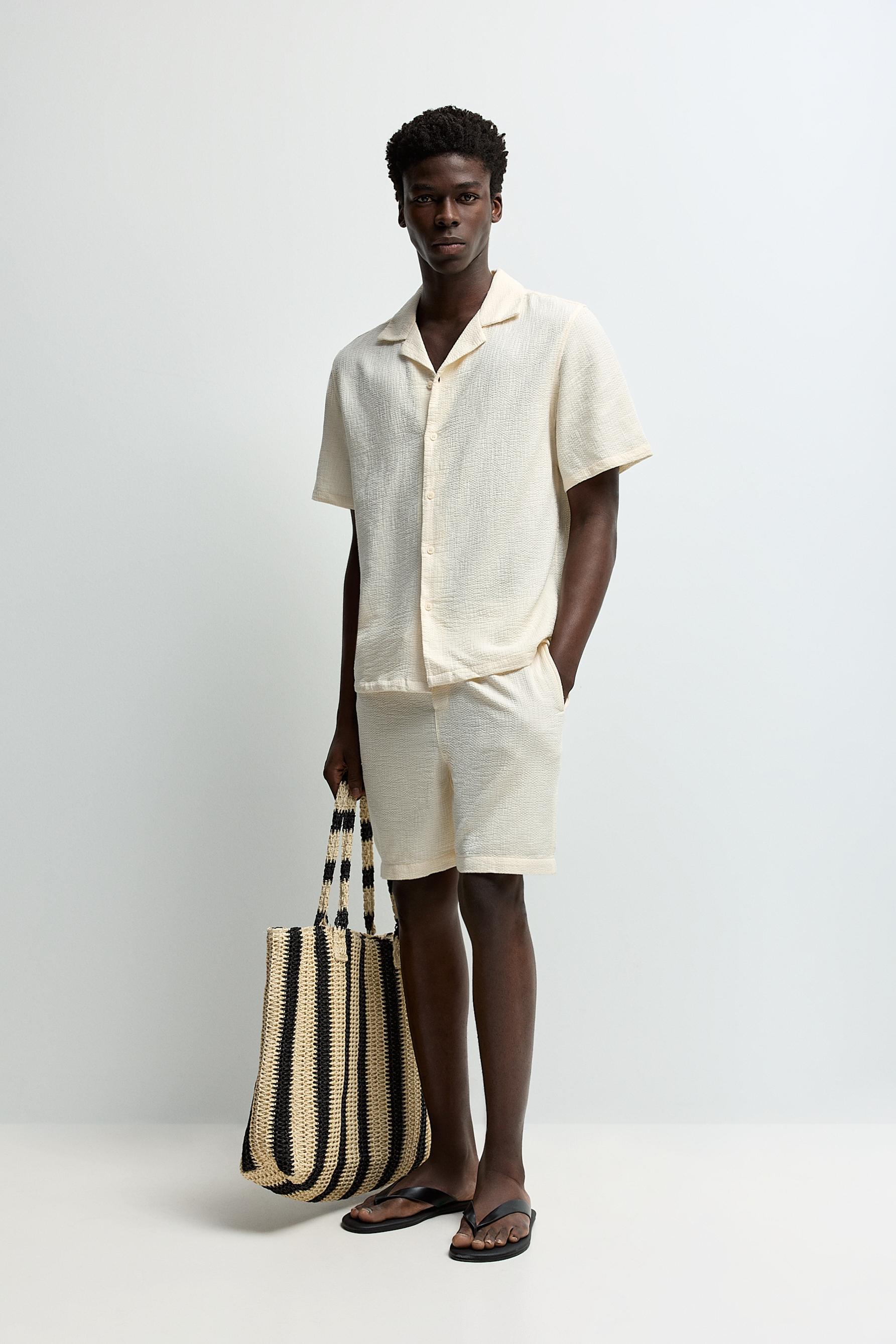 Relaxed fit jacquard shirt — OFF WHITE