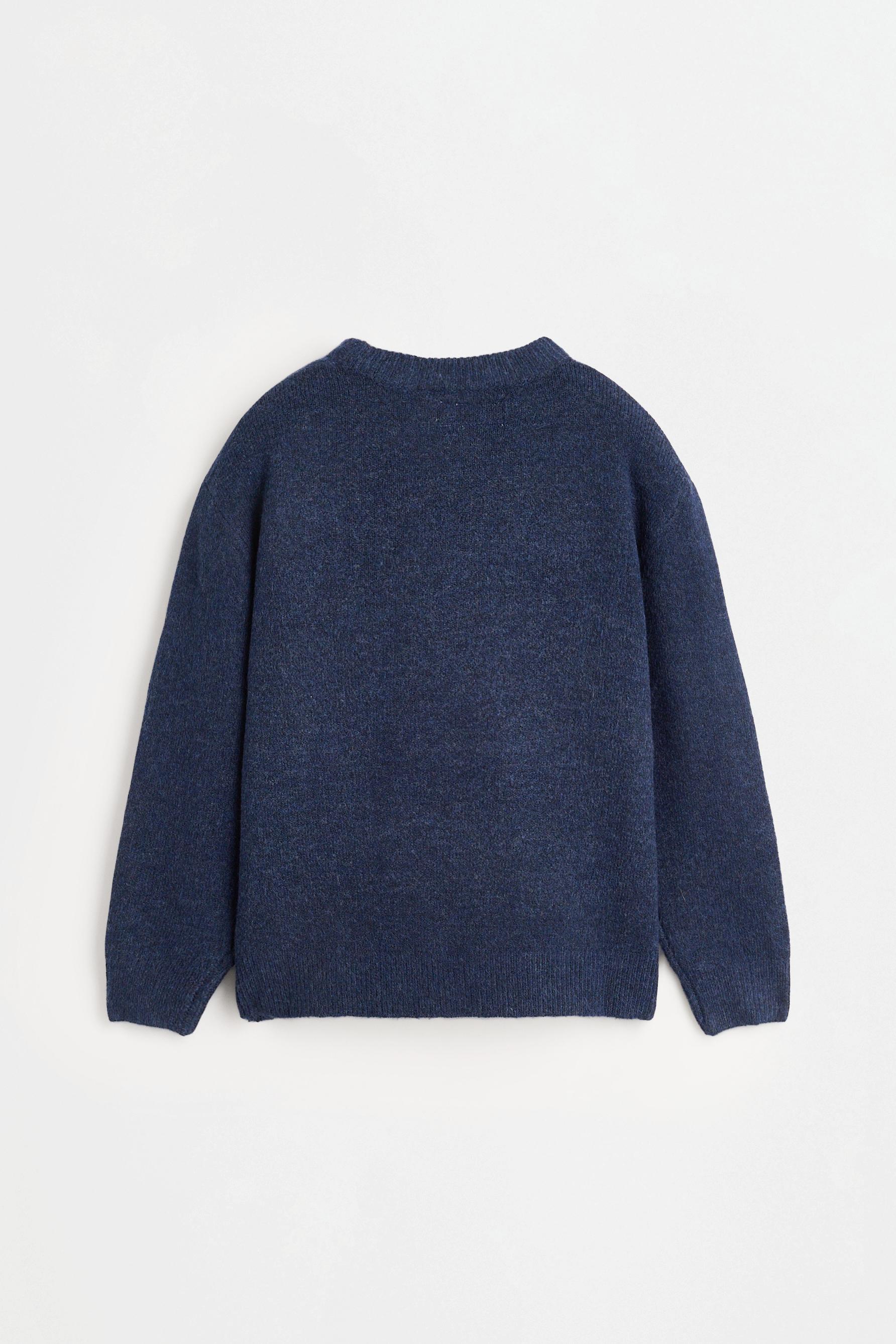 Fluffy knit sweater — BLUE MARL