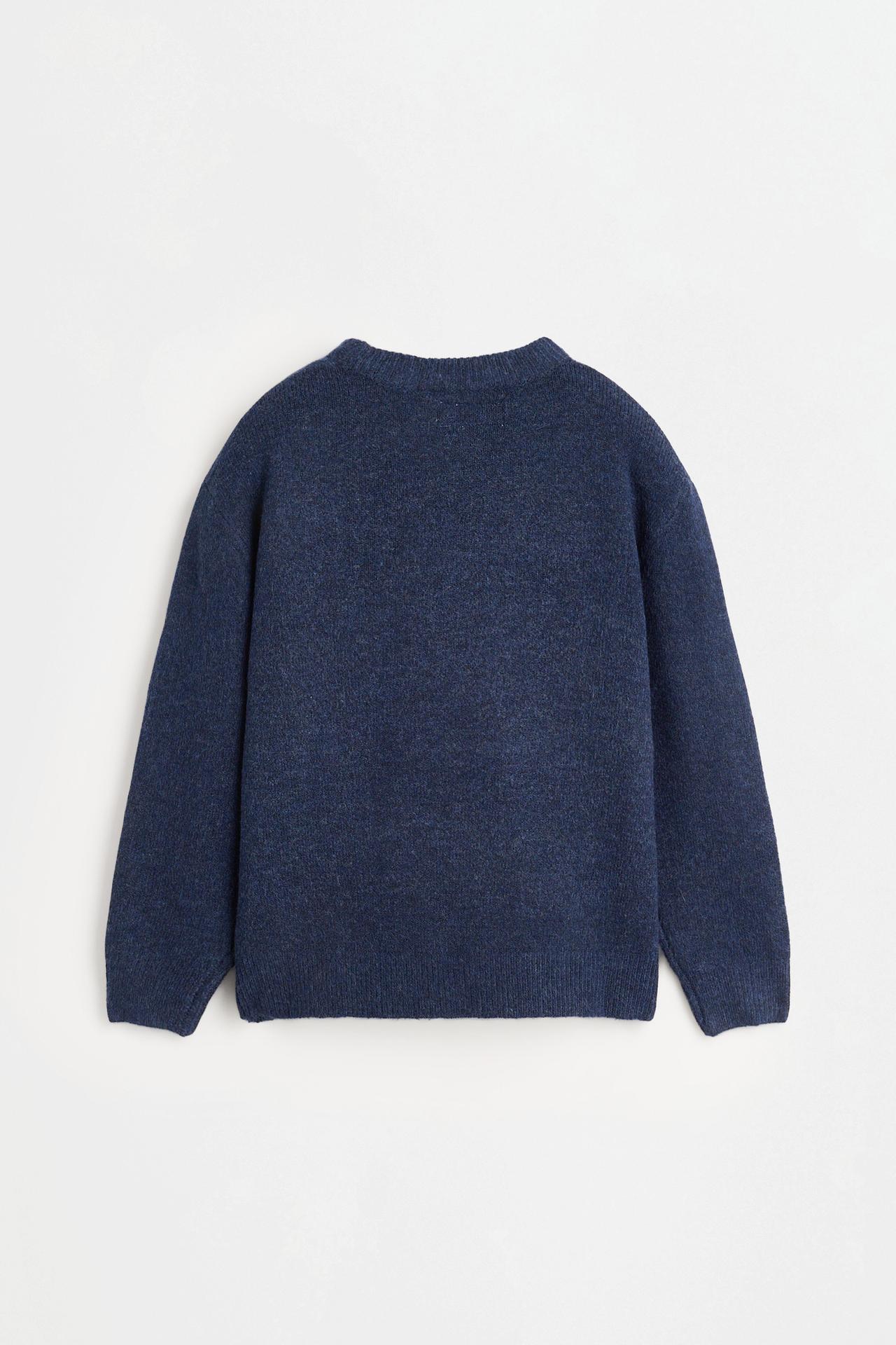Fluffy knit sweater — BLUE MARL