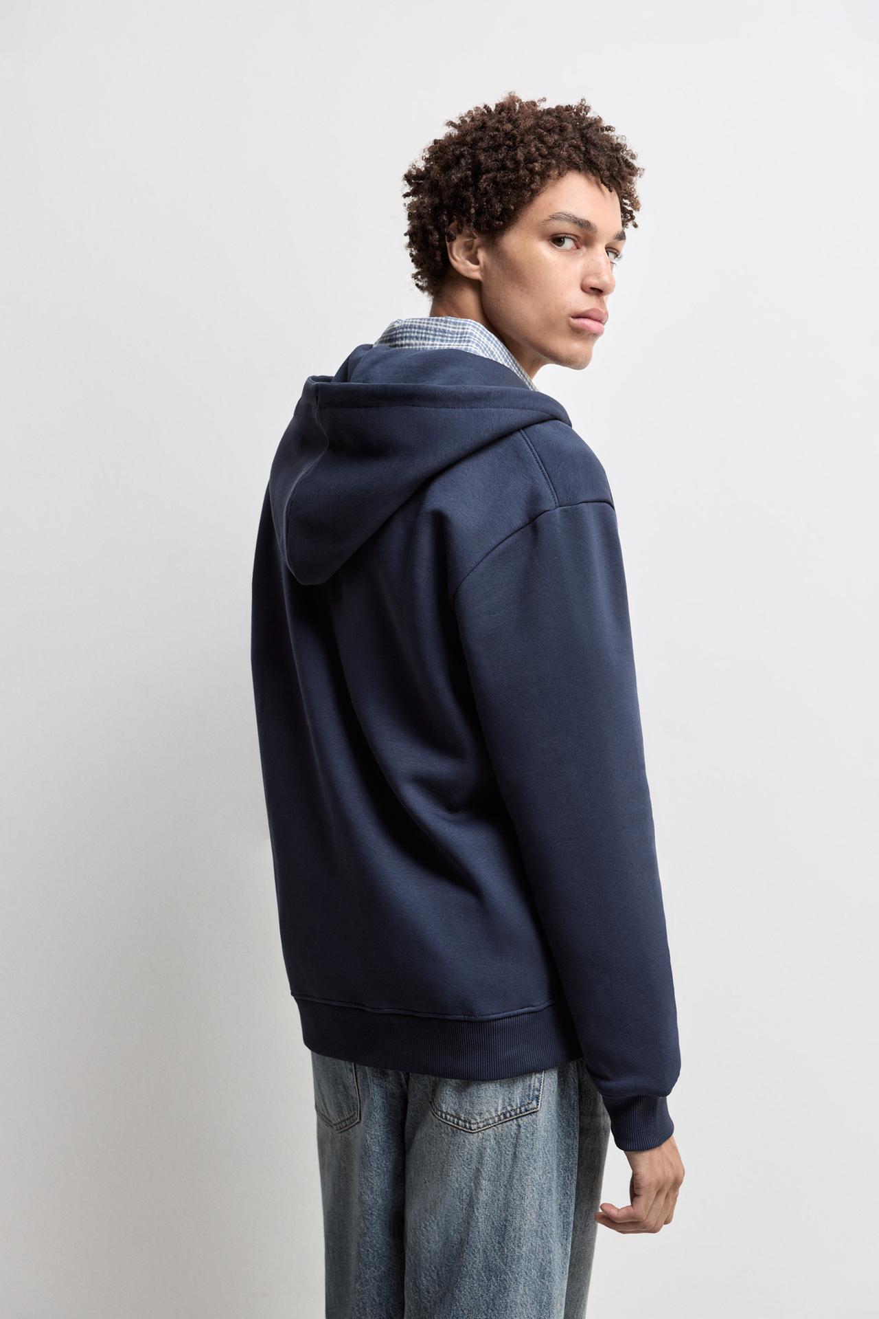 Basic zip-up hoodie — NAVY