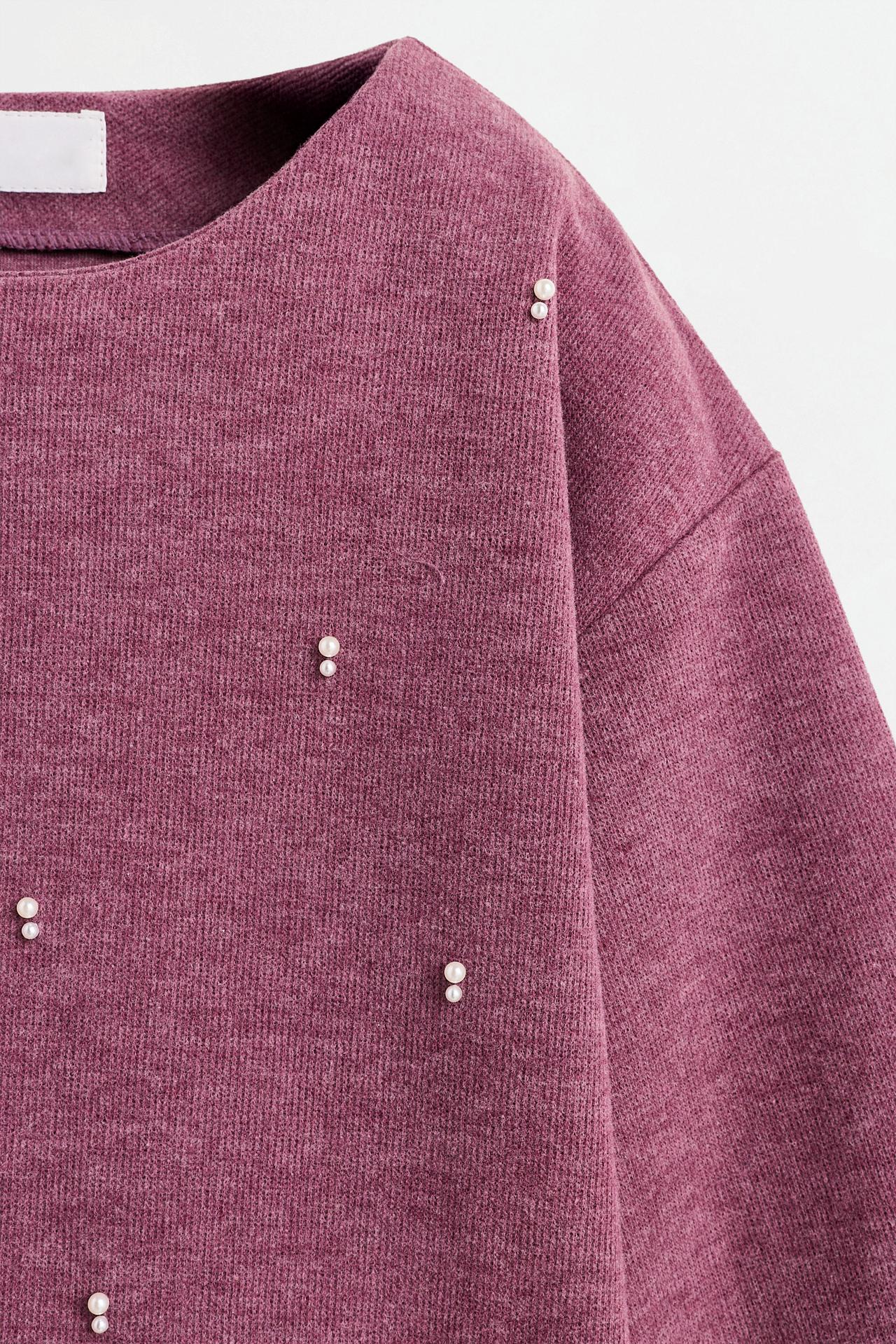 Bias cut appliqués sweatshirt — PINK