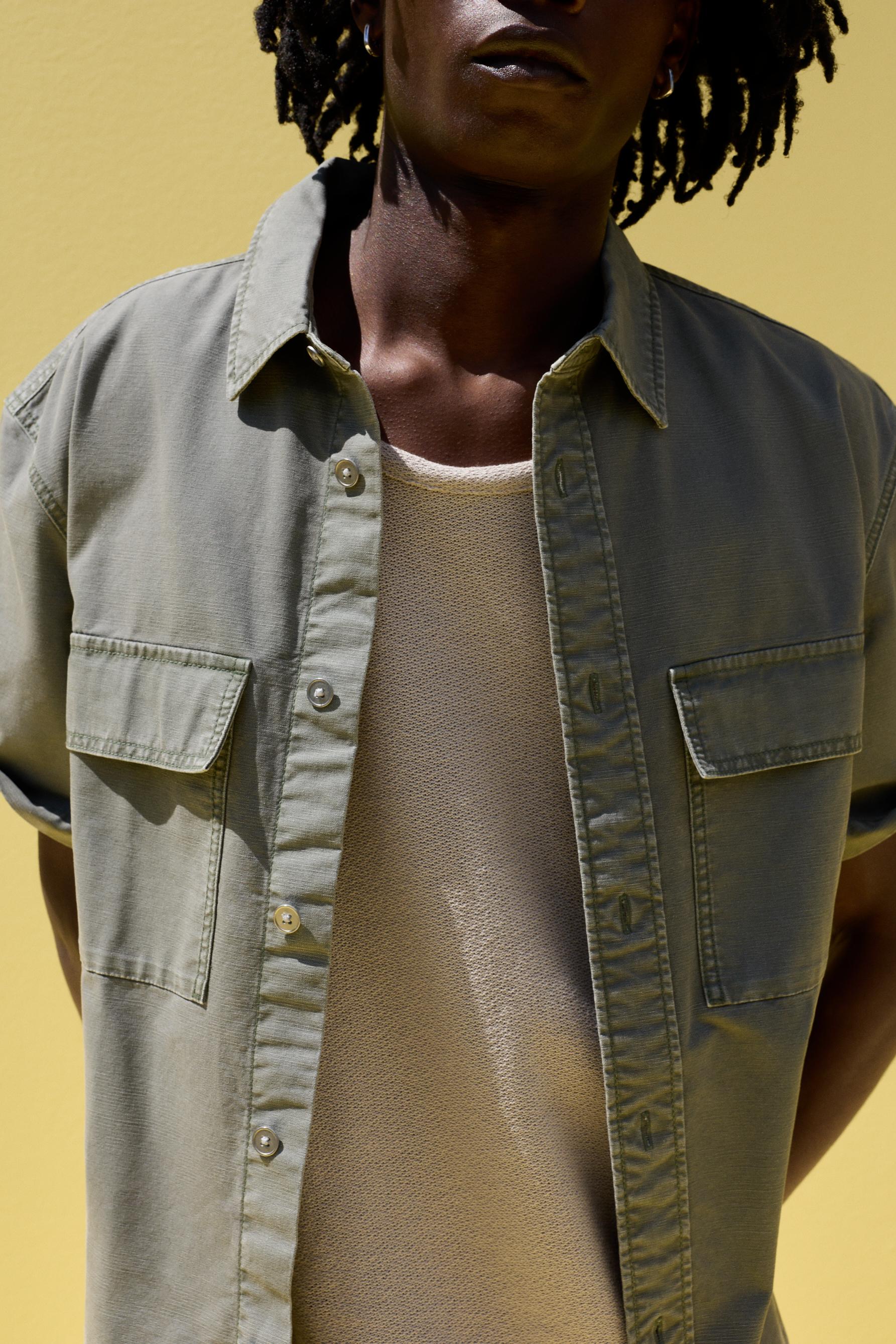 Denim shirt with pockets — FADED GREEN